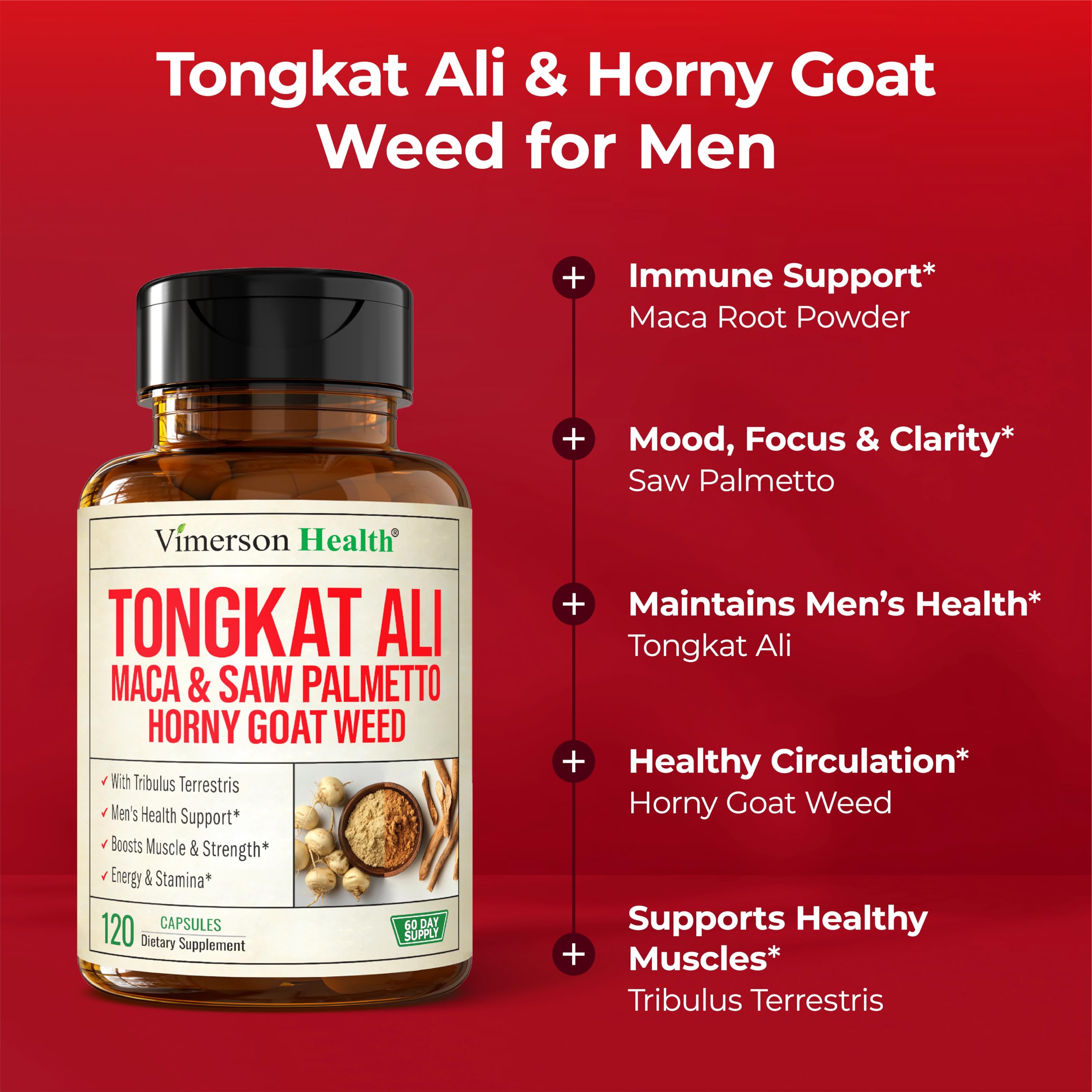 Vimerson Health Horny Goat Weed Complex opened bottle with capsules