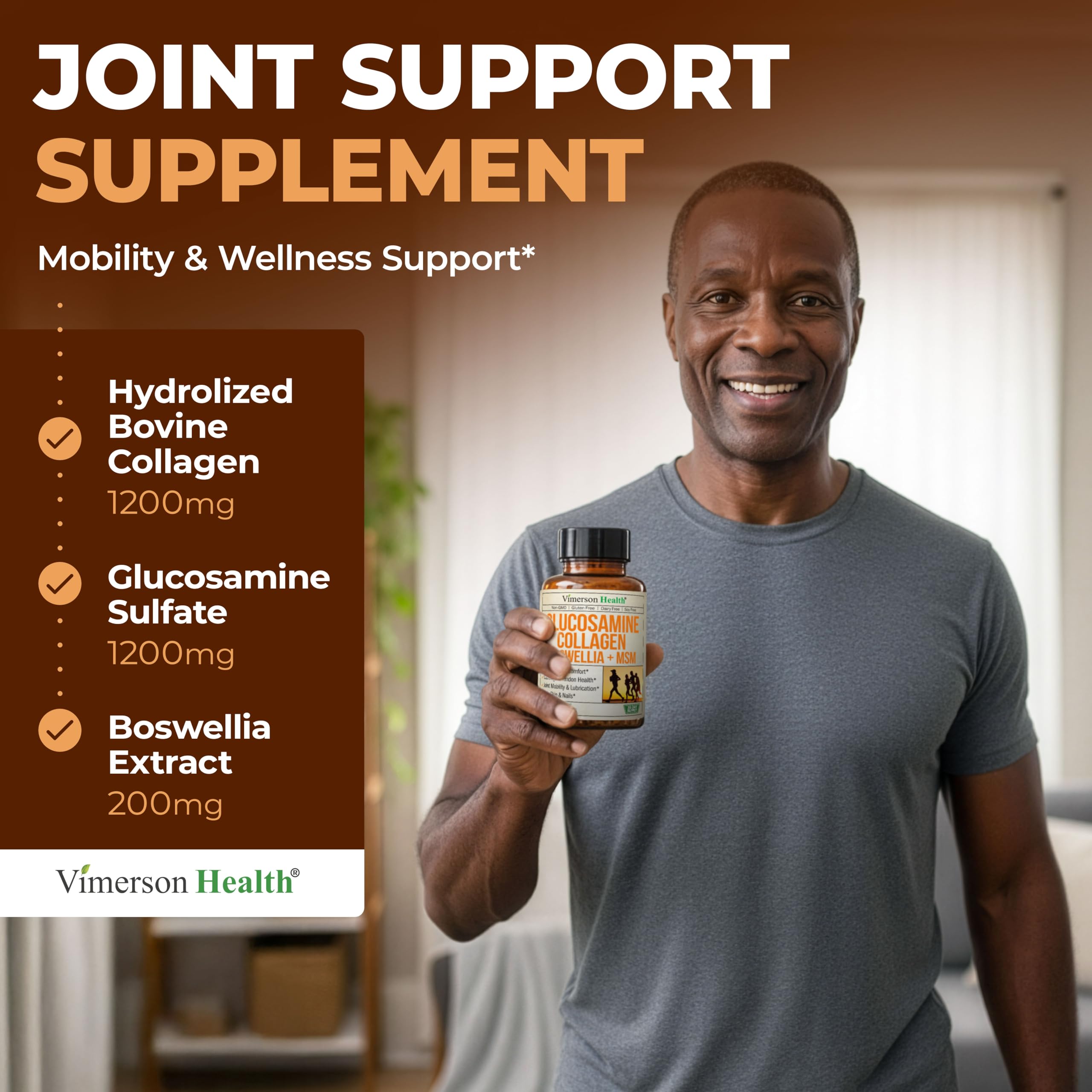 Vimerson Health Joint Support Supplement bottle with a measuring spoon