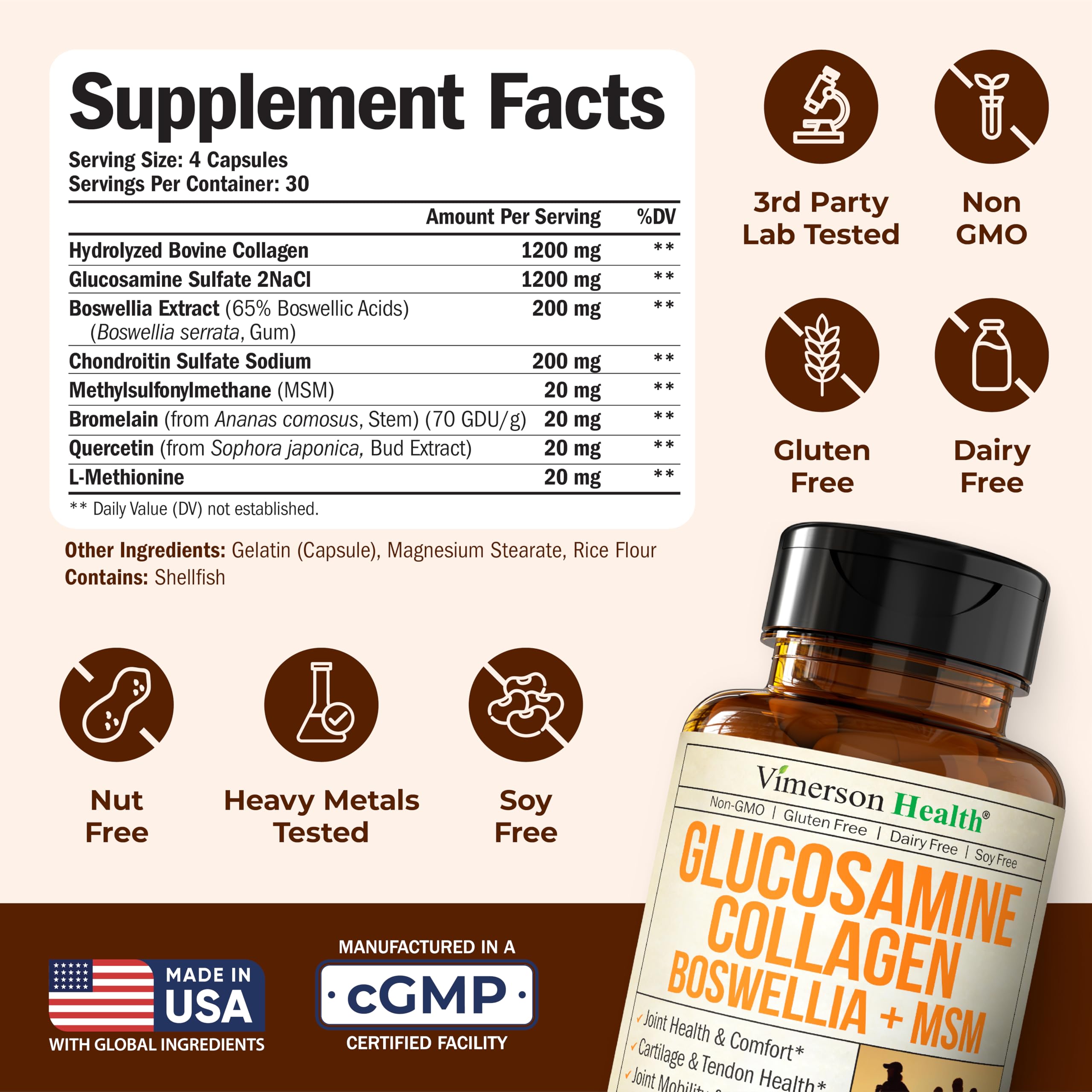 Vimerson Health Joint Support Supplement with capsules on a wooden table