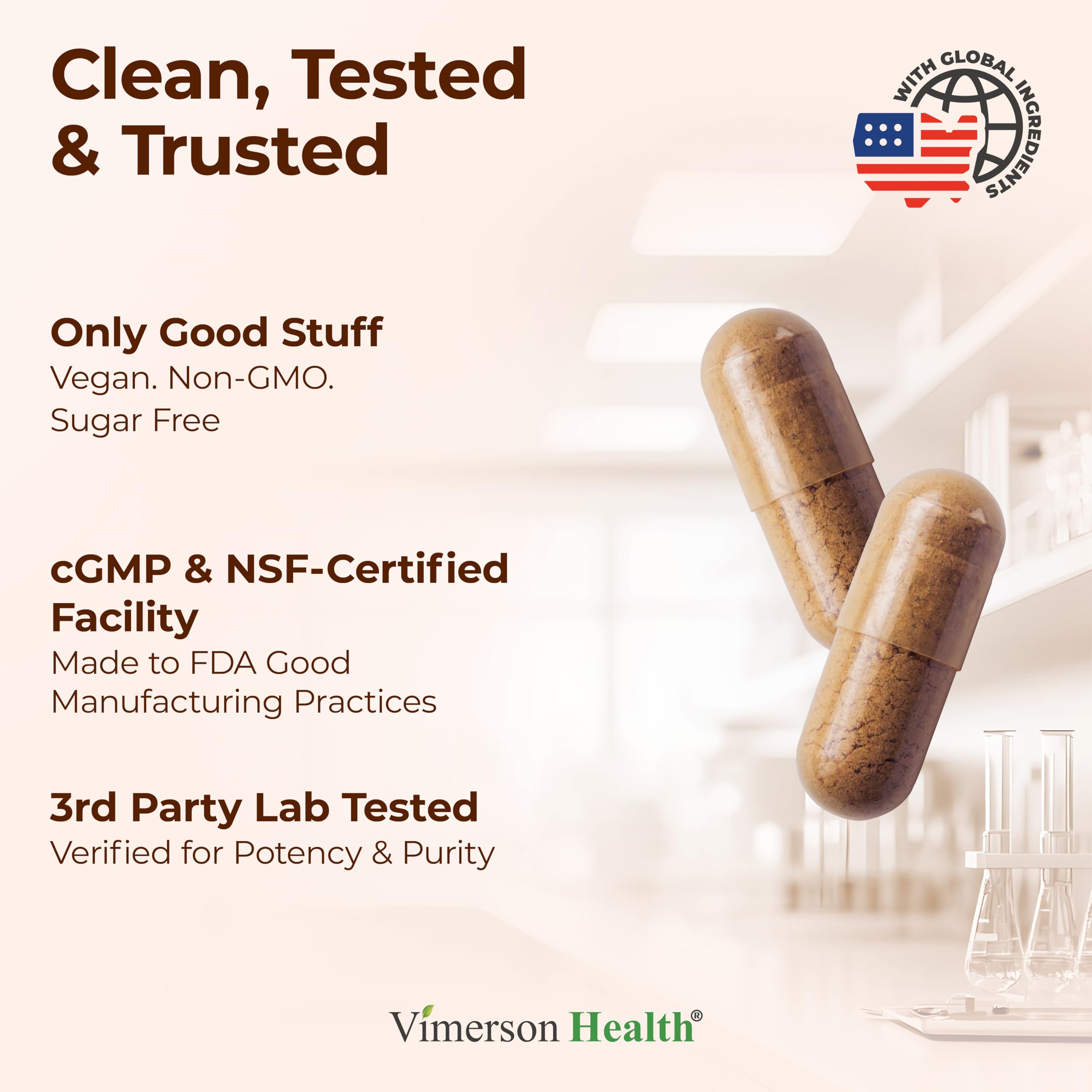 Vimerson Health Lion's Mane Mushroom Capsules on a wooden table