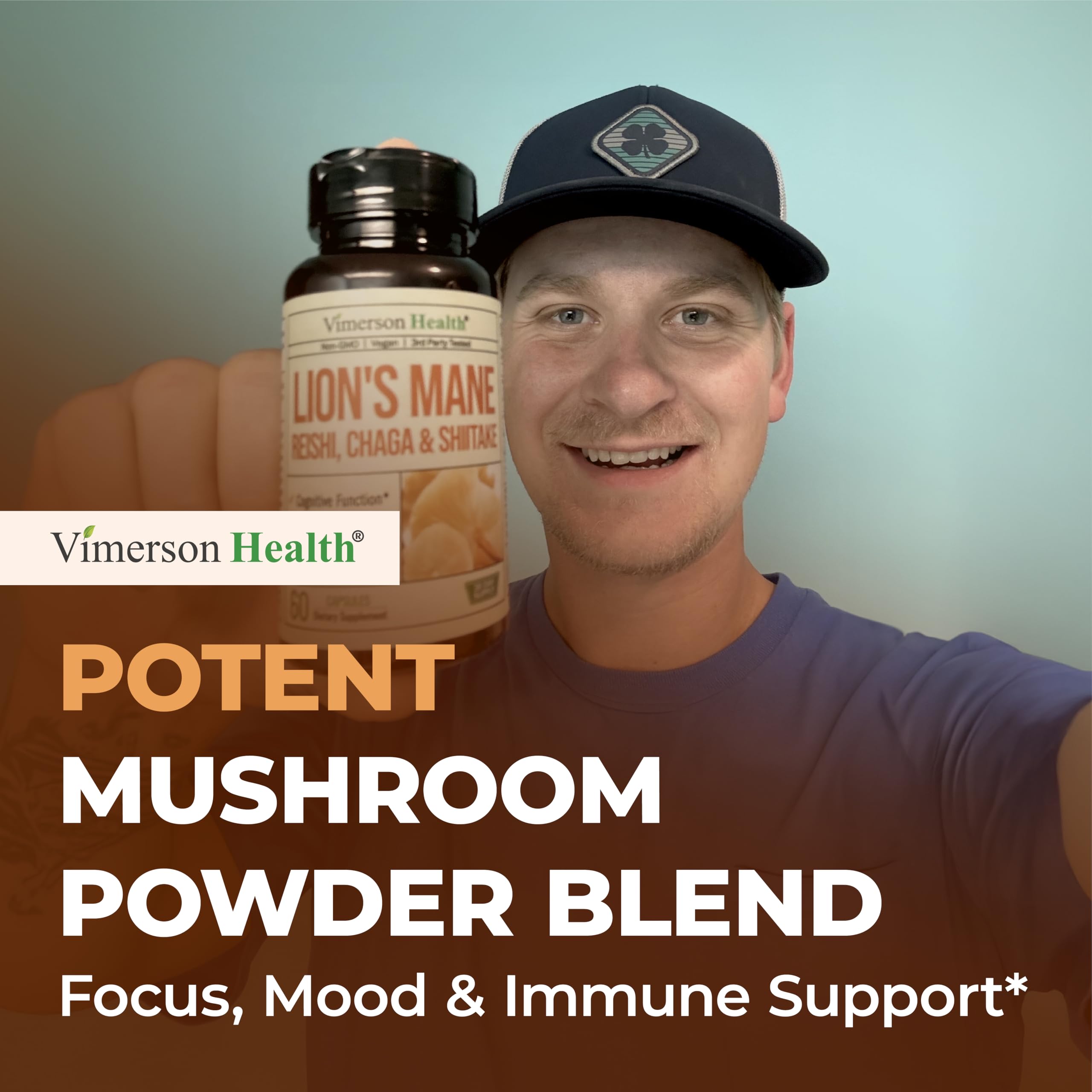 Vimerson Health Lion's Mane Mushroom Capsules opened bottle