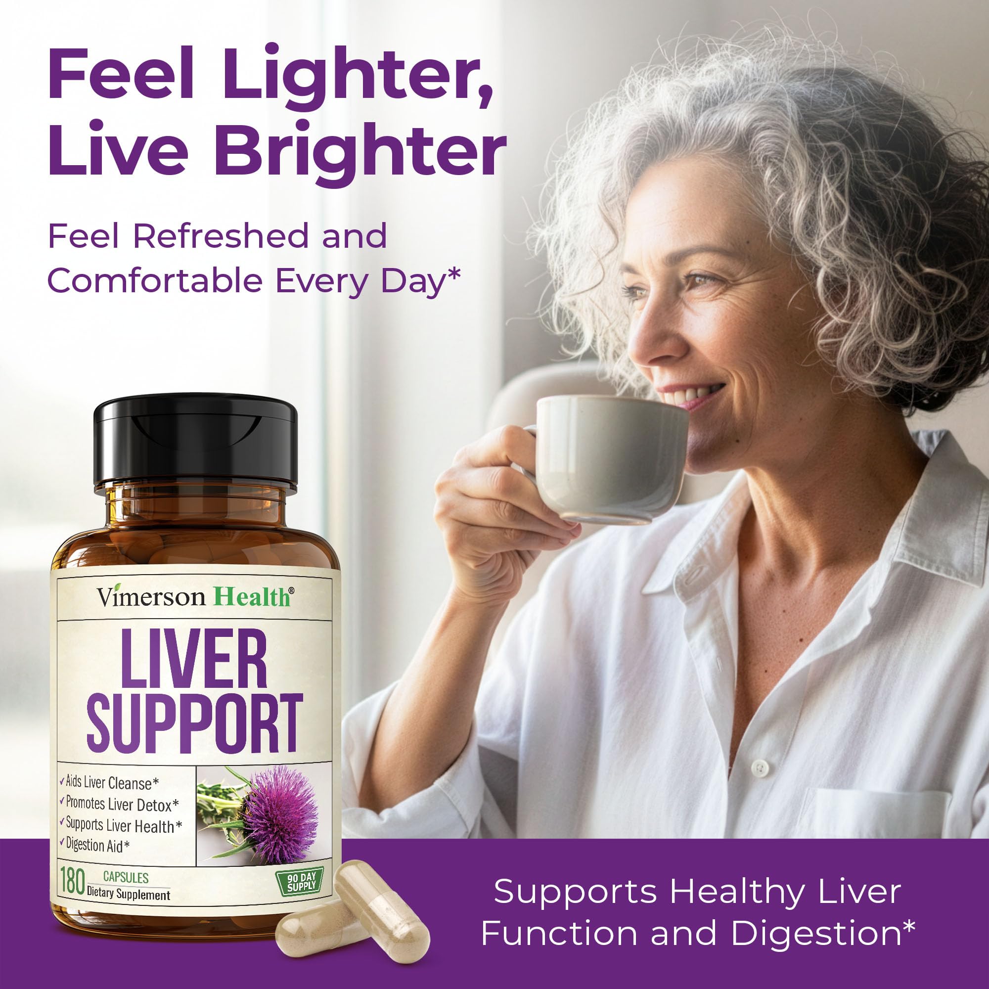 Vimerson Health Liver Cleanse & Repair capsules with a measuring spoon