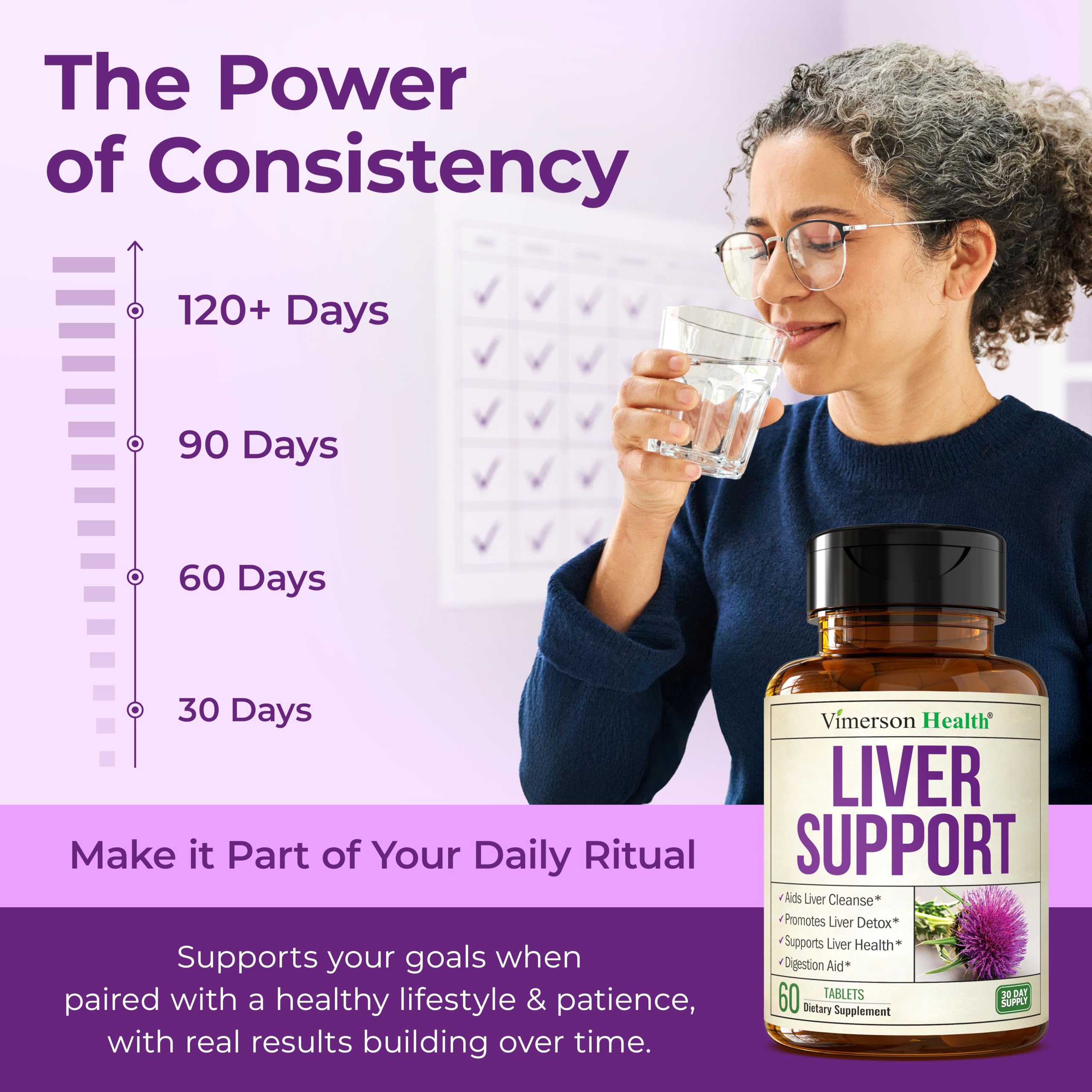 Vimerson Health Liver Cleanse & Repair with a glass of water