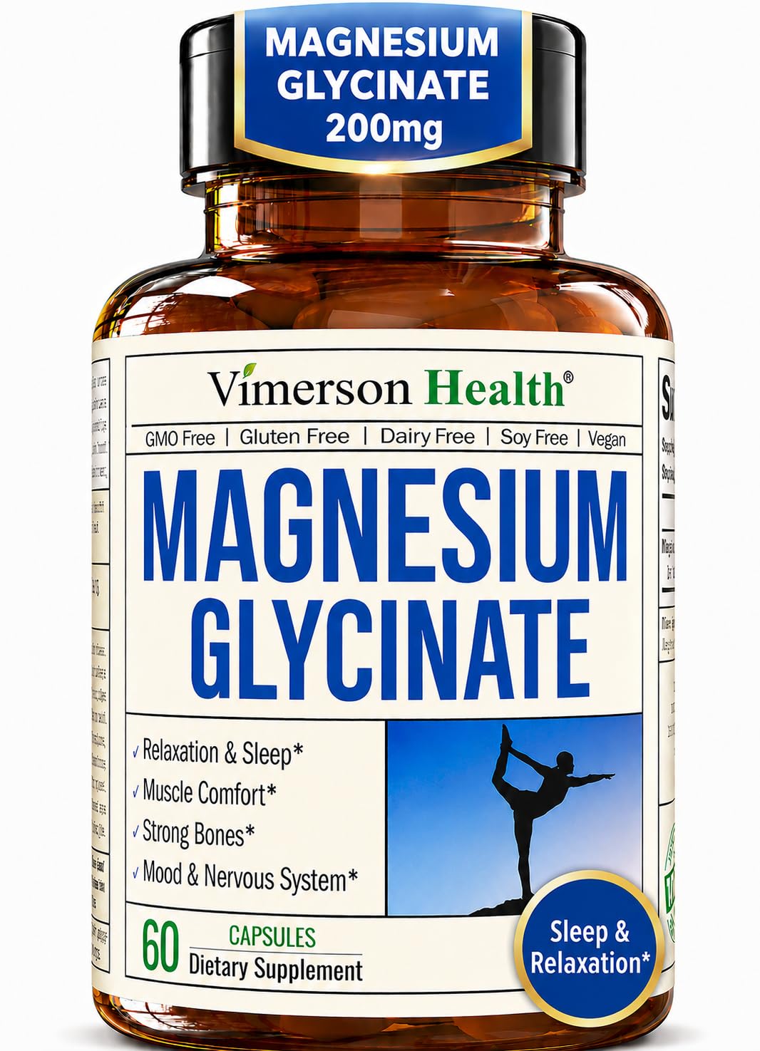 Vimerson Health Magnesium Glycinate 200mg supplement bottle front view