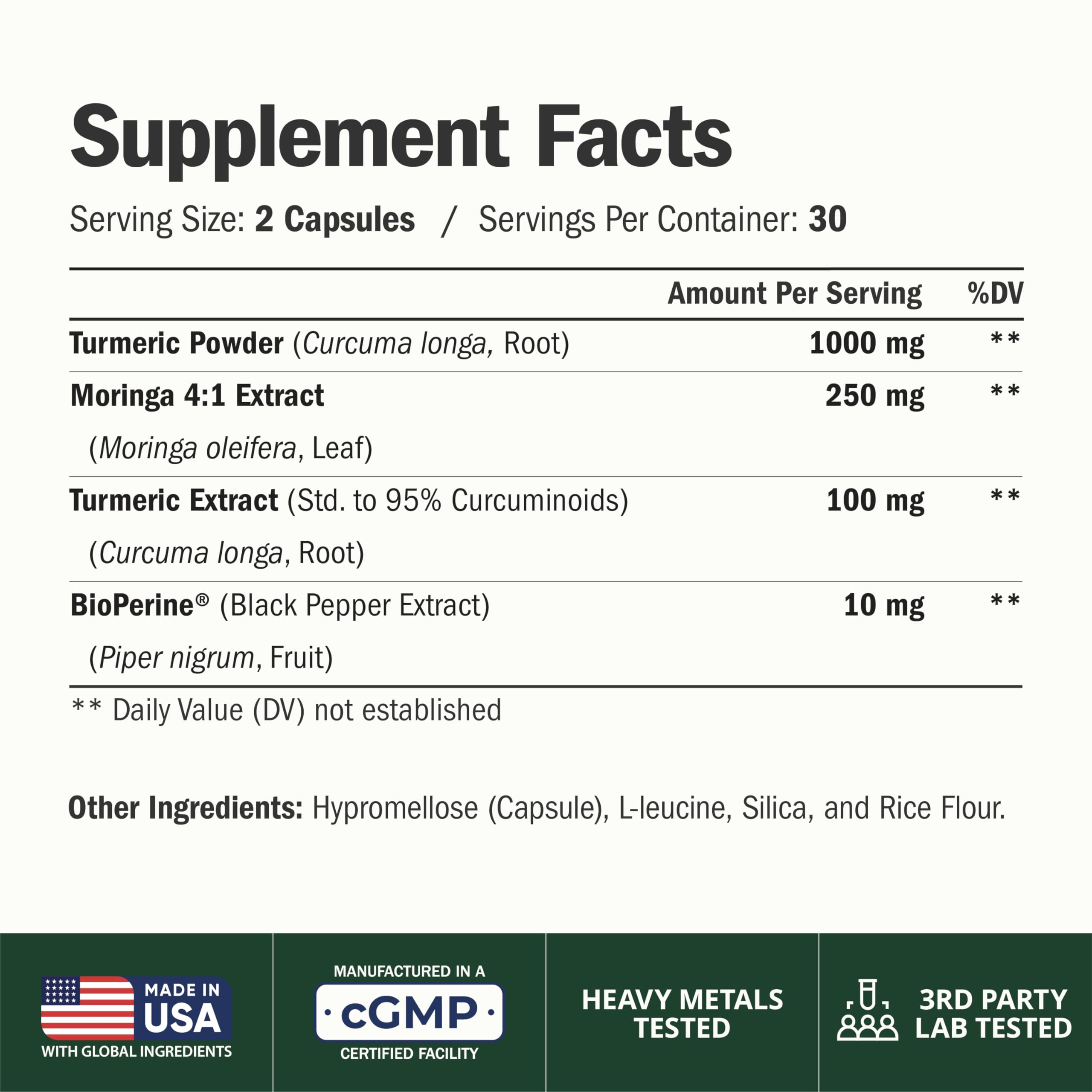 Vimerson Health Moringa Turmeric Supplement side view showing capsule