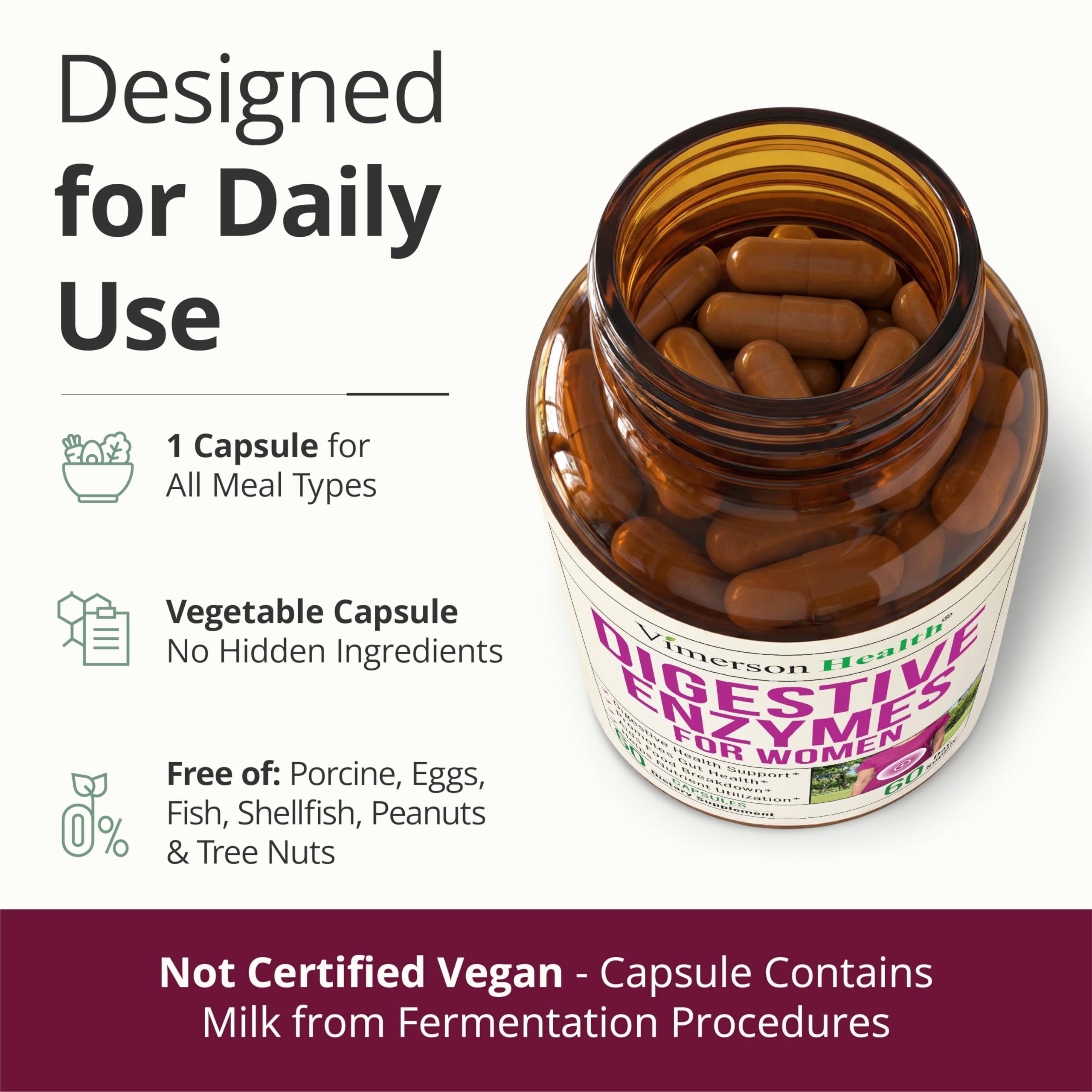 Vimerson Health Multi-Enzymes capsules on a kitchen counter
