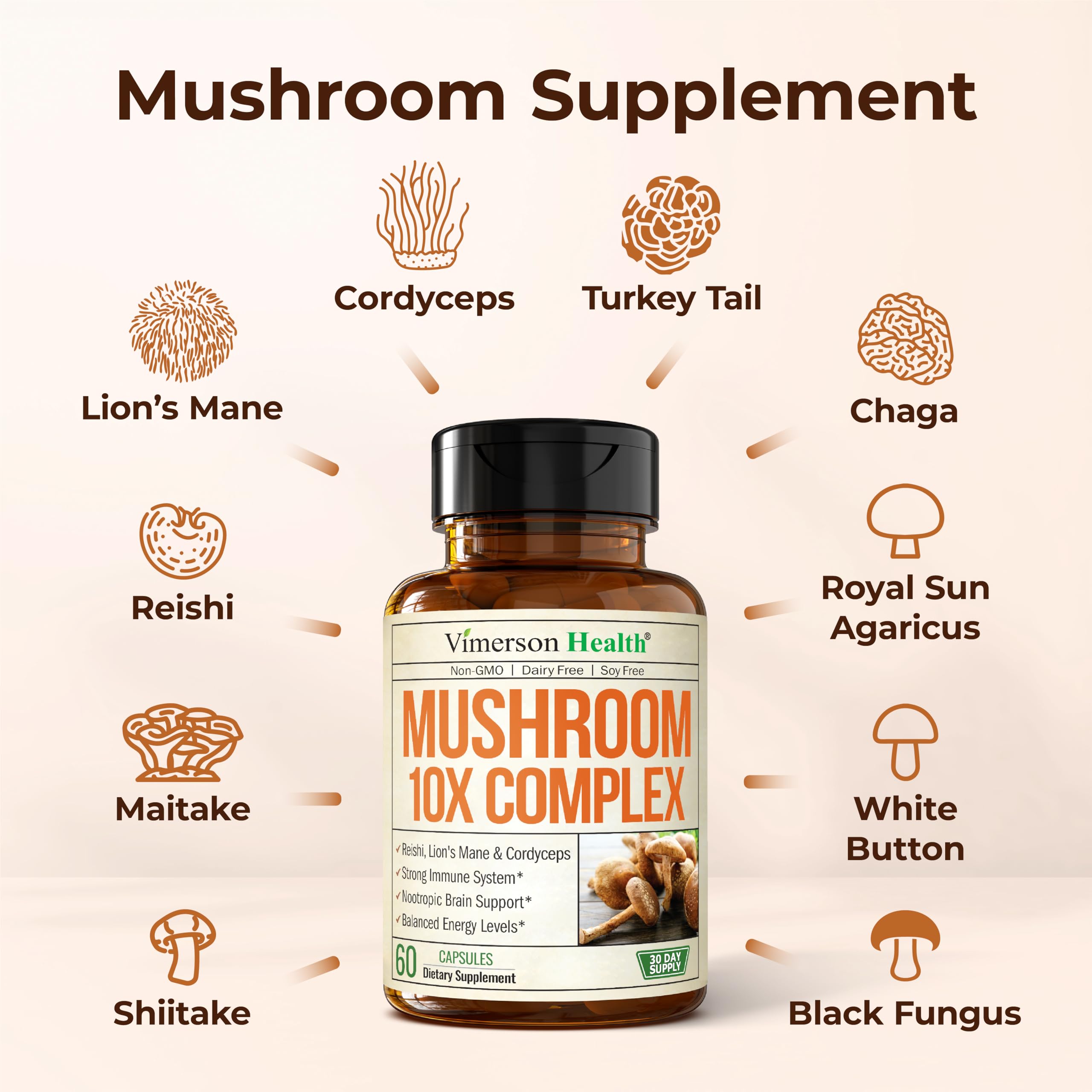 Vimerson Health Mushroom Complex Supplement in packaging