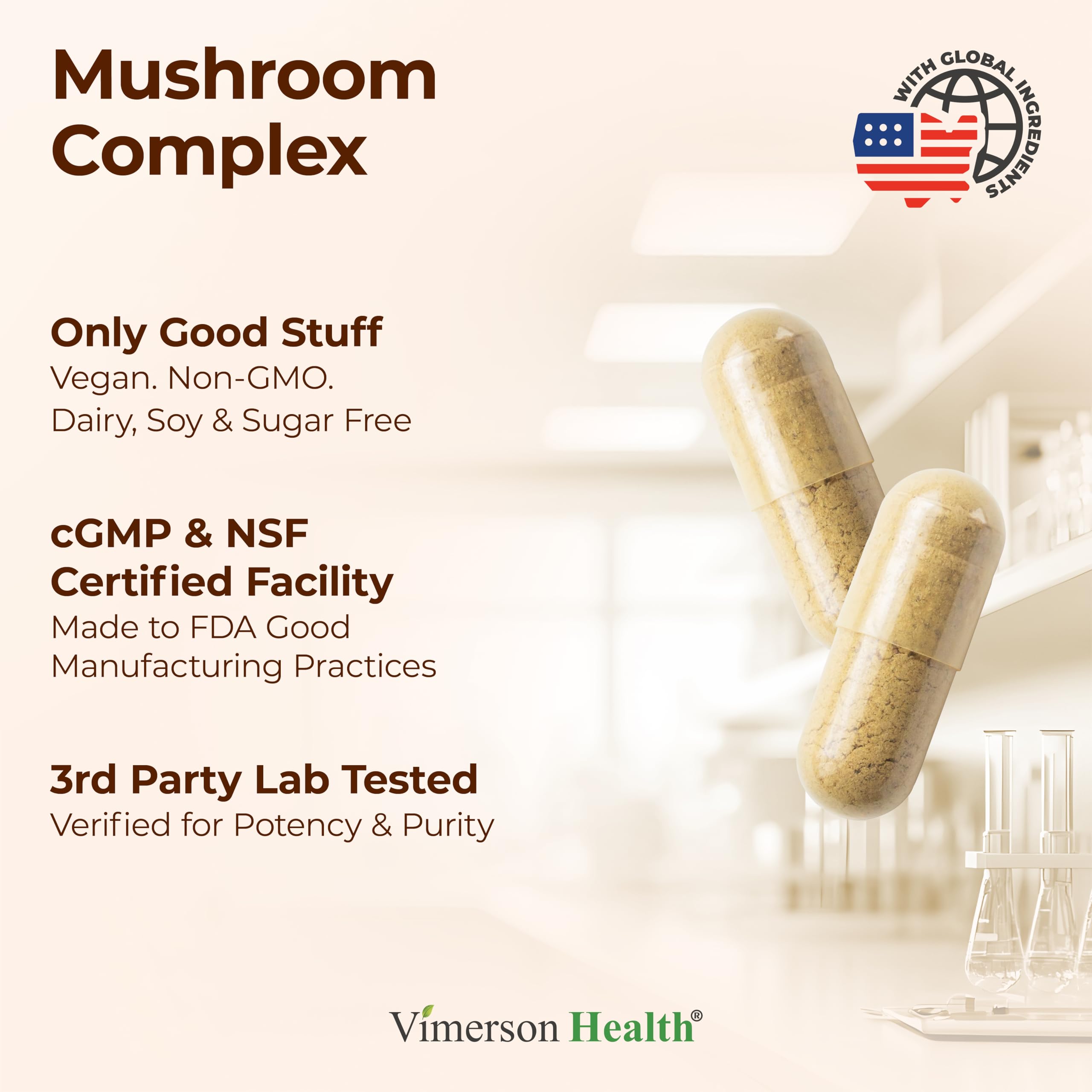 Vimerson Health Mushroom Complex Supplement label close-up