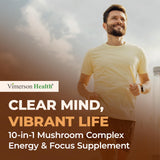Vimerson Health Mushroom Complex Supplement with a glass of water