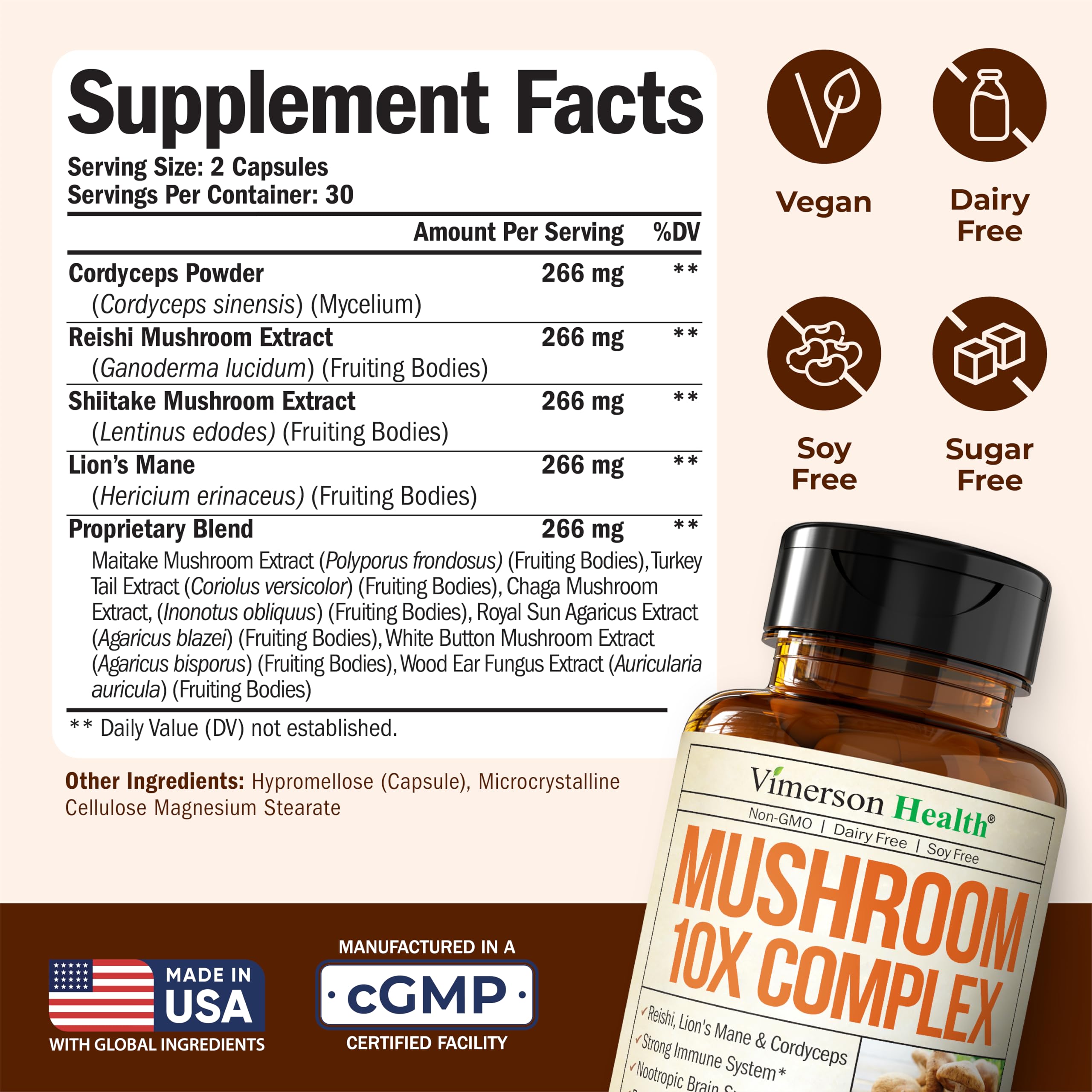 Vimerson Health Mushroom Complex Supplement with capsules