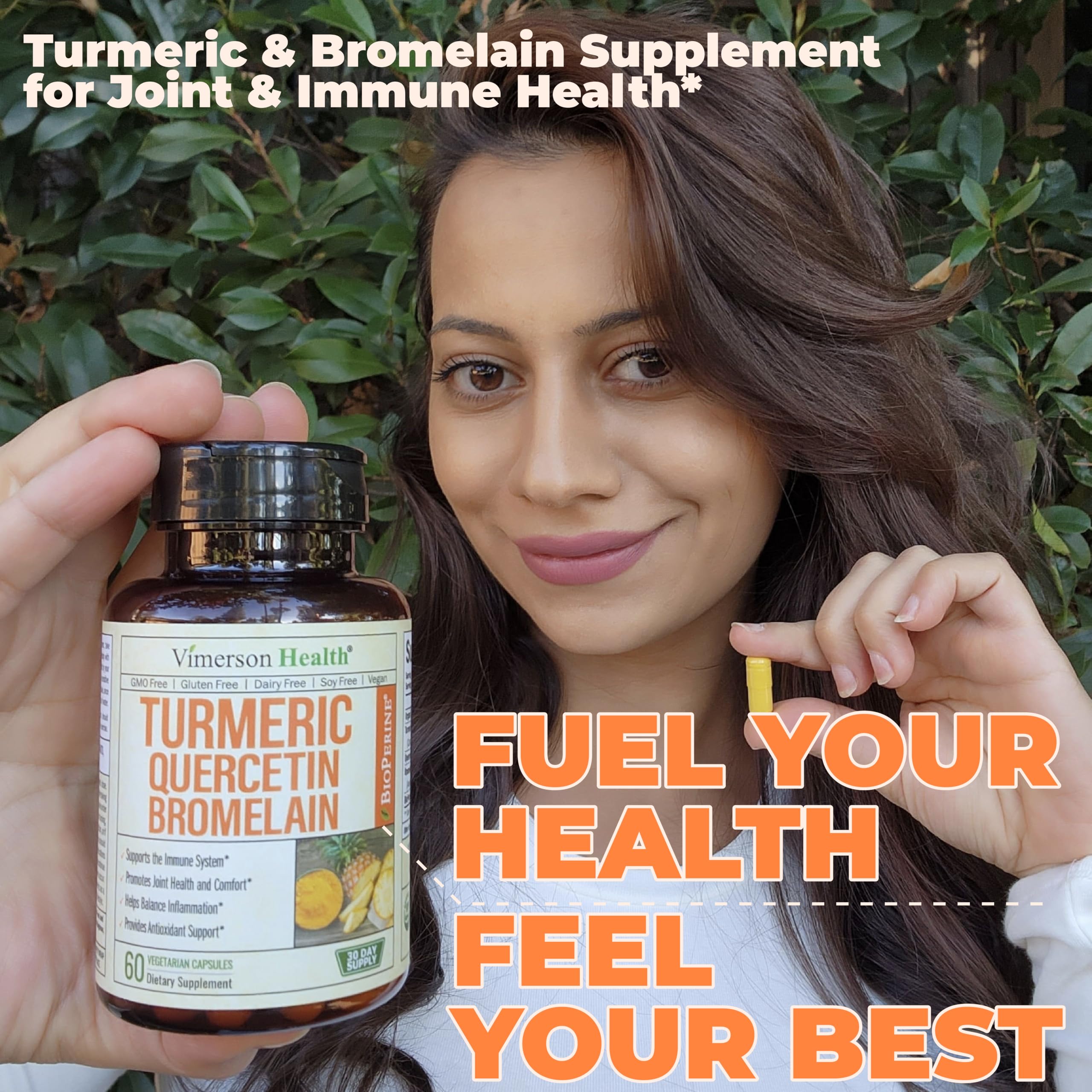 Vimerson Health Quercetin 500mg Supplement bottle with a measuring spoon
