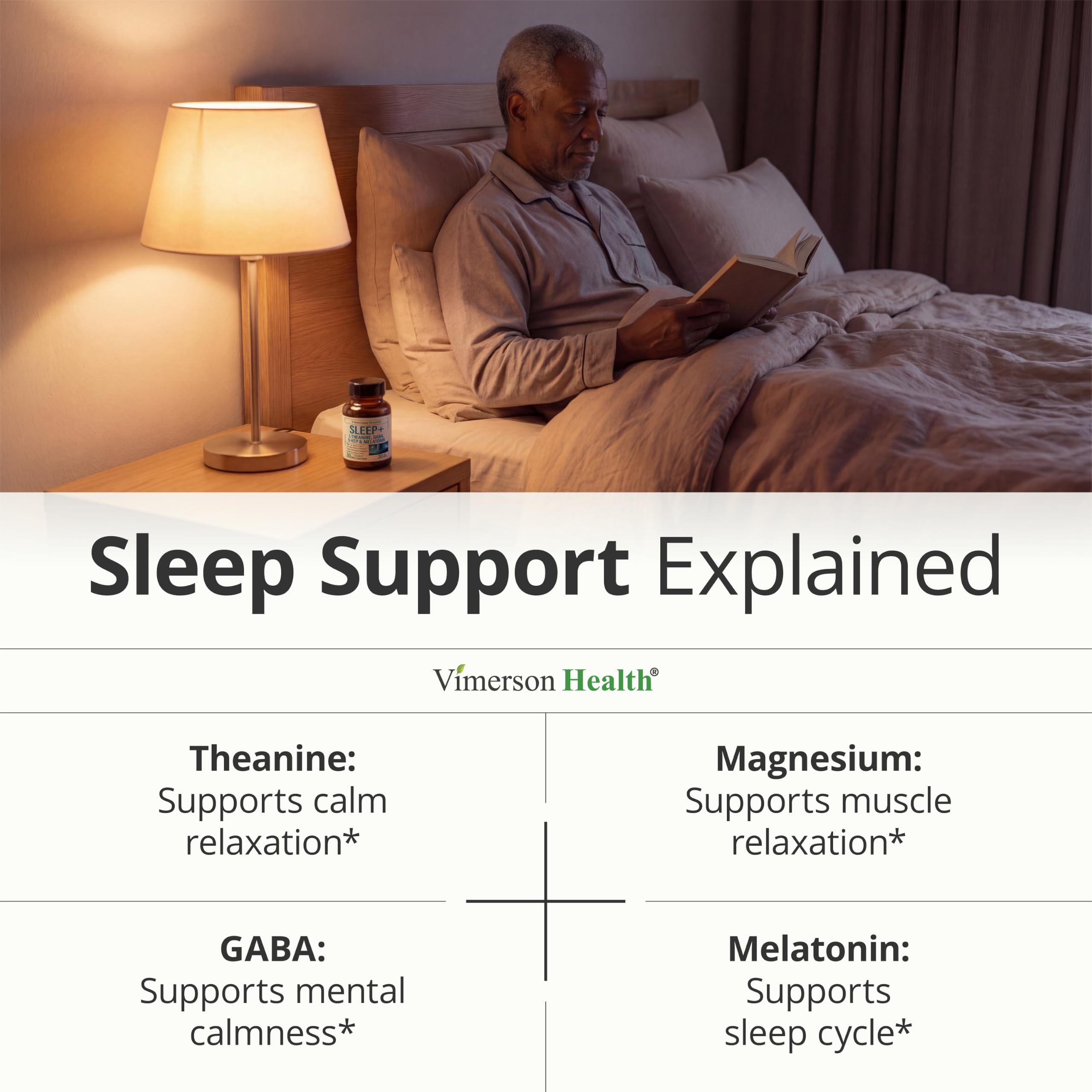 Vimerson Health Sleep Supplement 400mg L-Theanine capsules in a hand