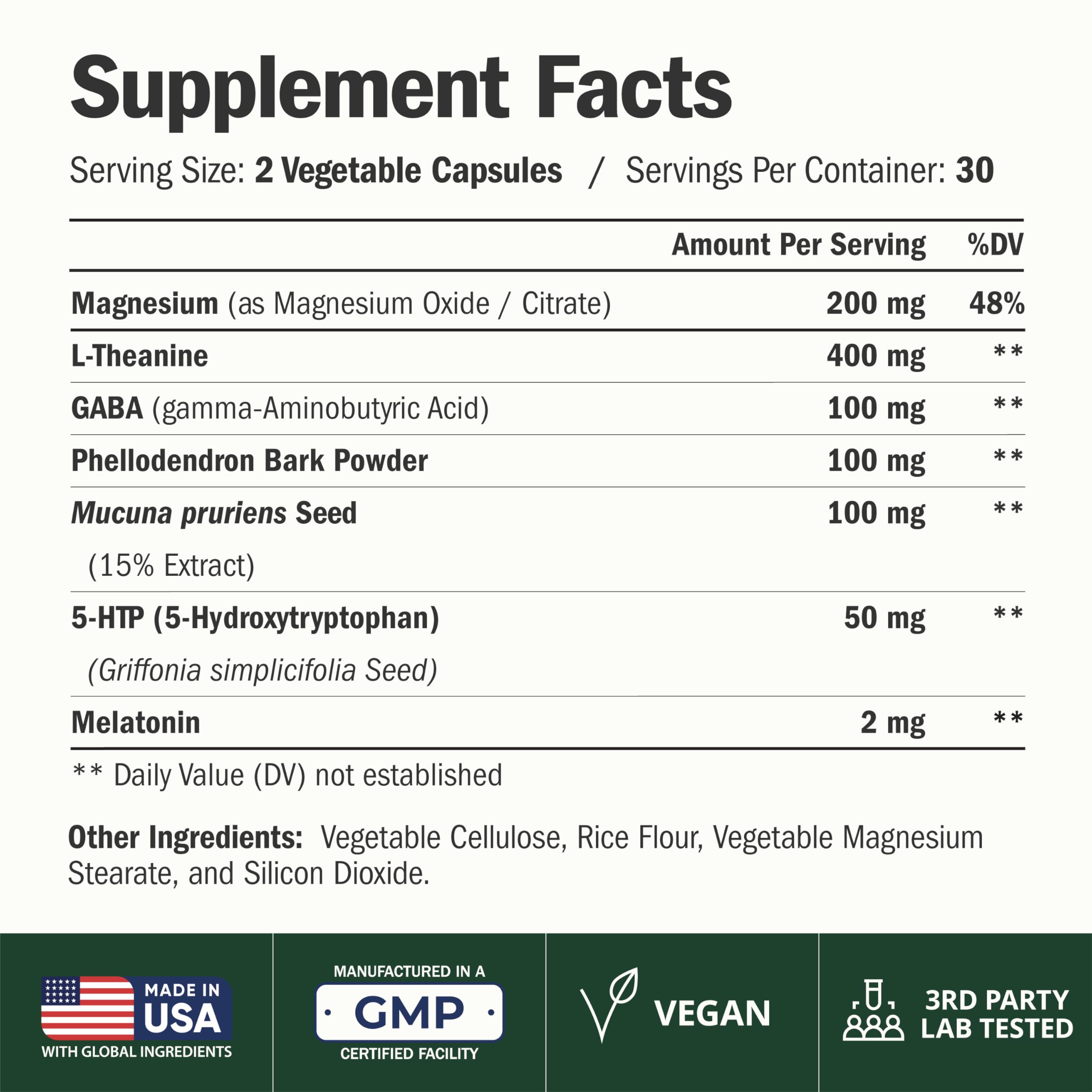 Vimerson Health Sleep Supplement 400mg L-Theanine side view with label
