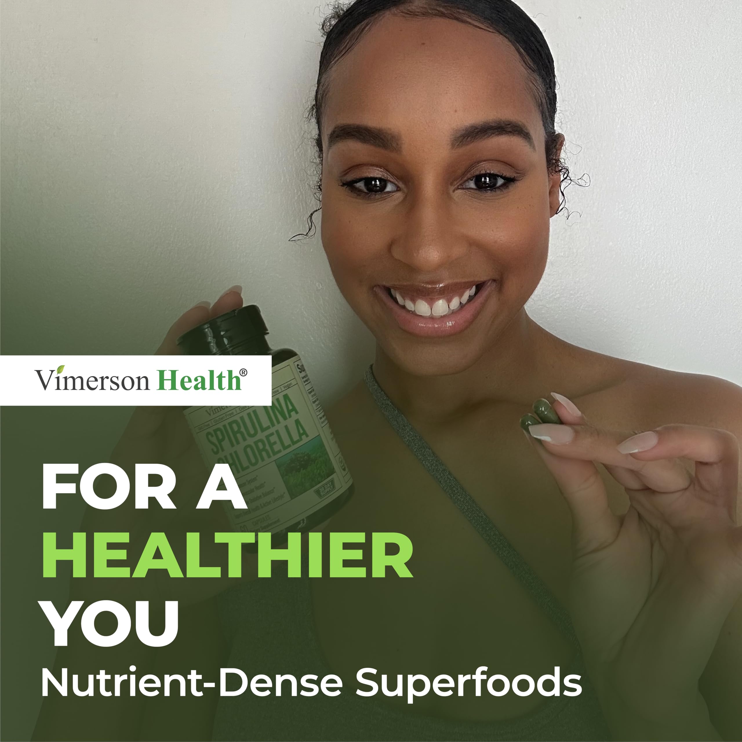 Vimerson Health Spirulina and Chlorella Capsules 800mg packaging details