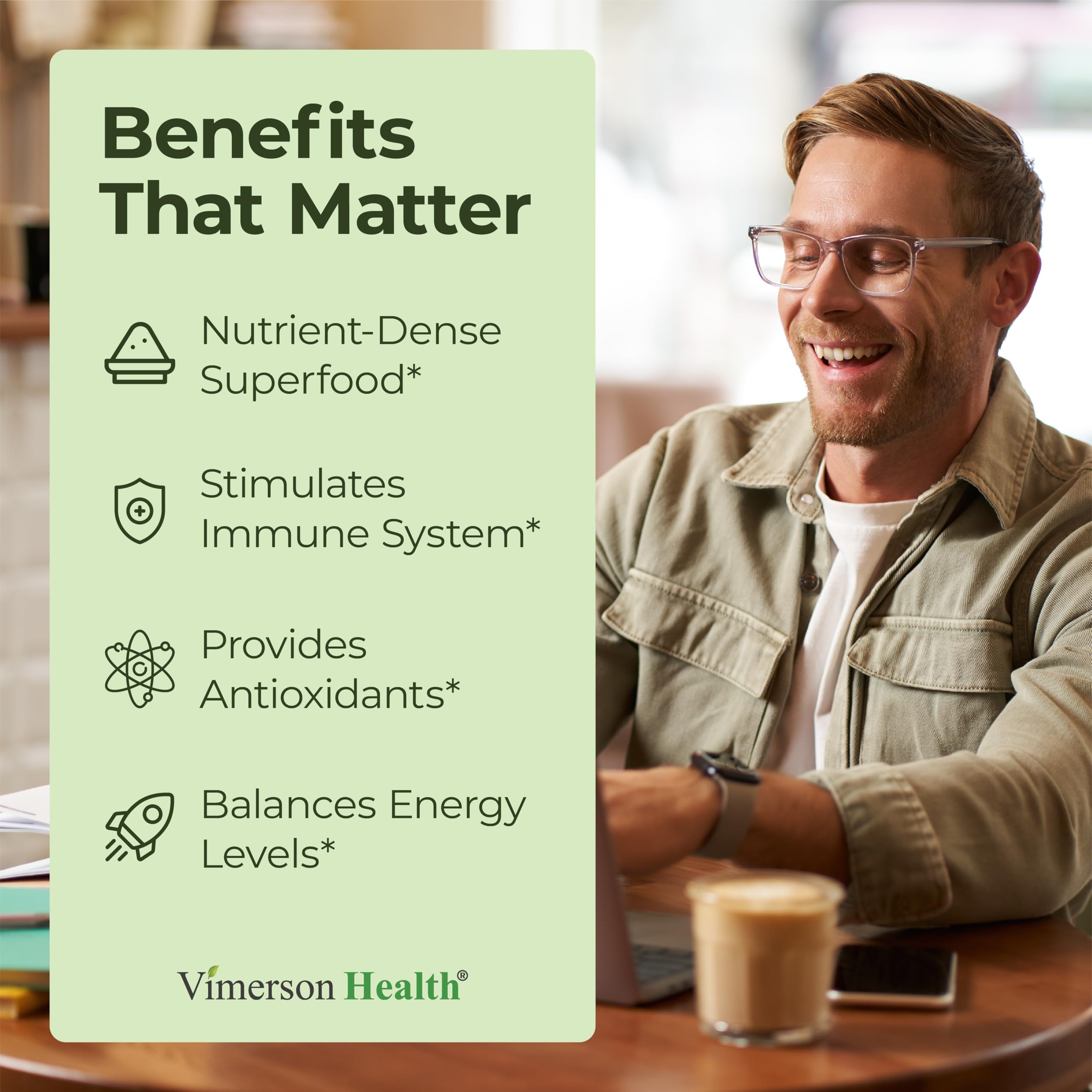 Vimerson Health Spirulina and Chlorella Capsules 800mg side view
