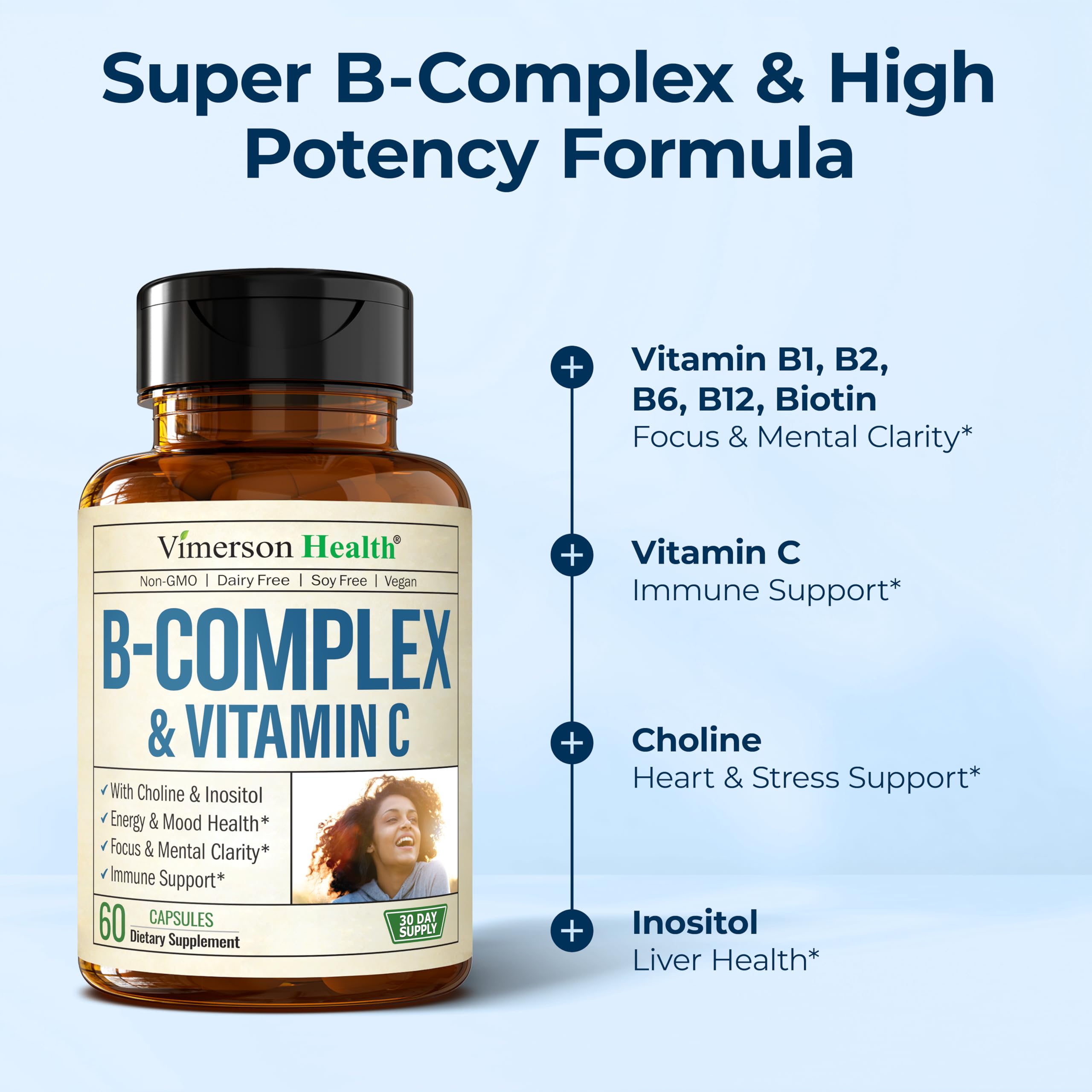 Vimerson Health Super B Complex Vitamins on a wooden table