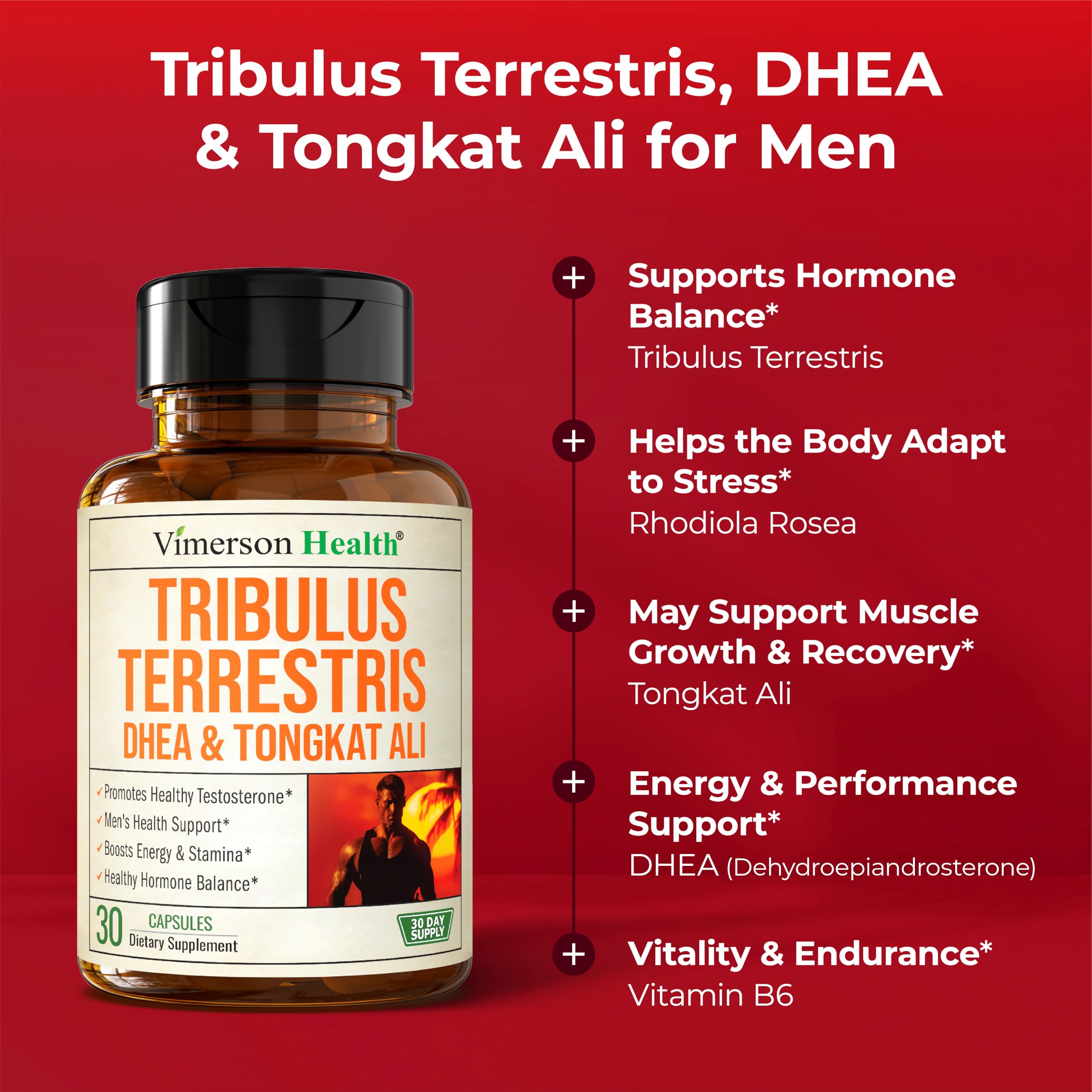 Vimerson Health Tribulus Terrestris Supplement 200mg bottle with label