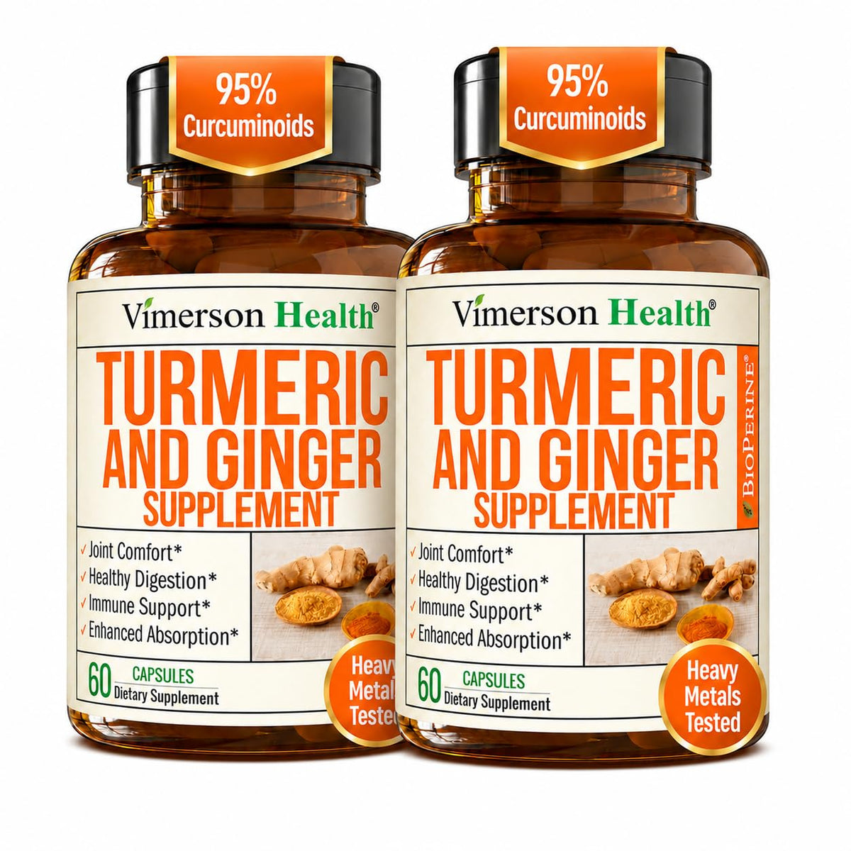 Vimerson Health Turmeric and Ginger Supplement front view of packaging