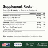 Vimerson Health Turmeric and Saffron Capsules 1000mg side view