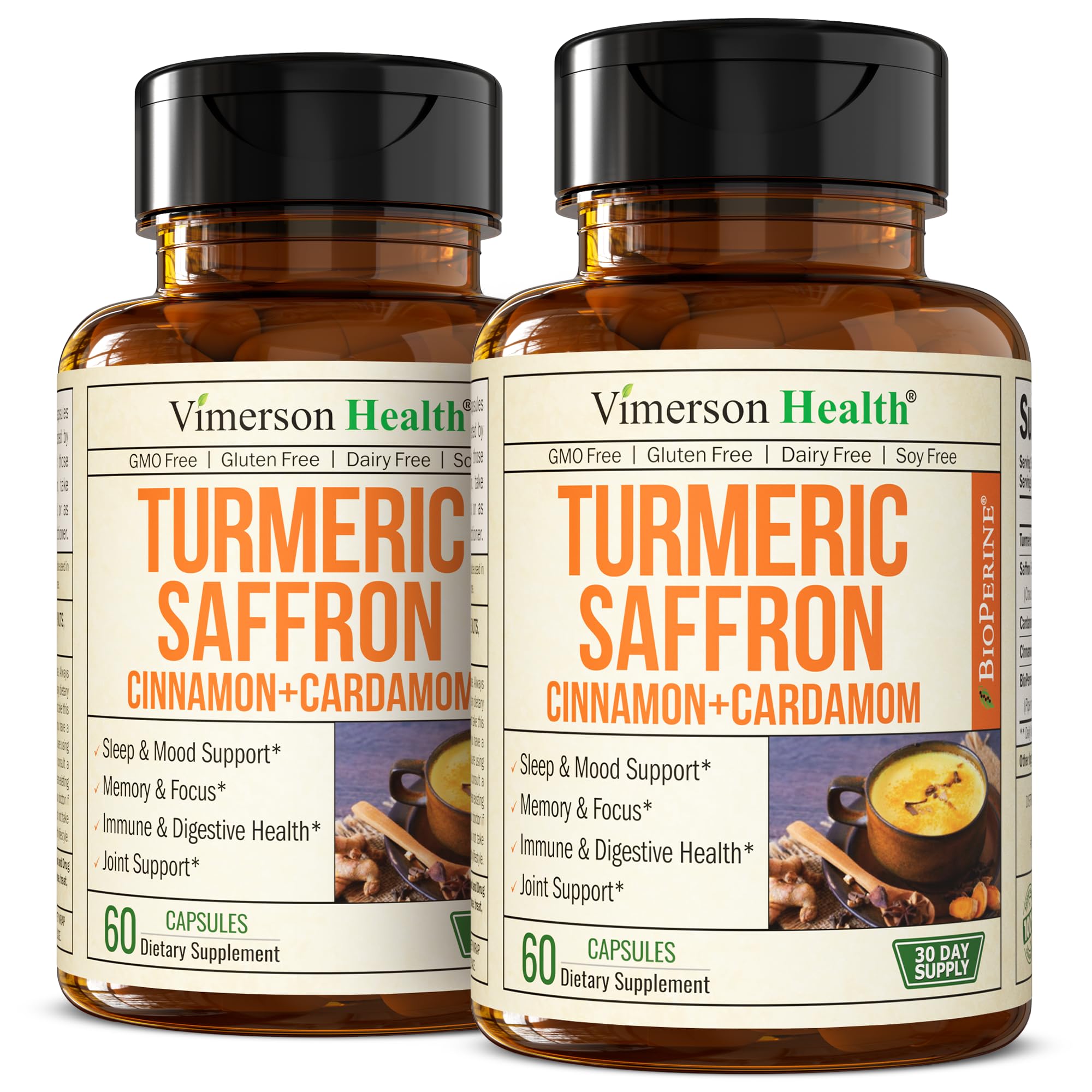 Vimerson Health Turmeric and Saffron Capsules front view