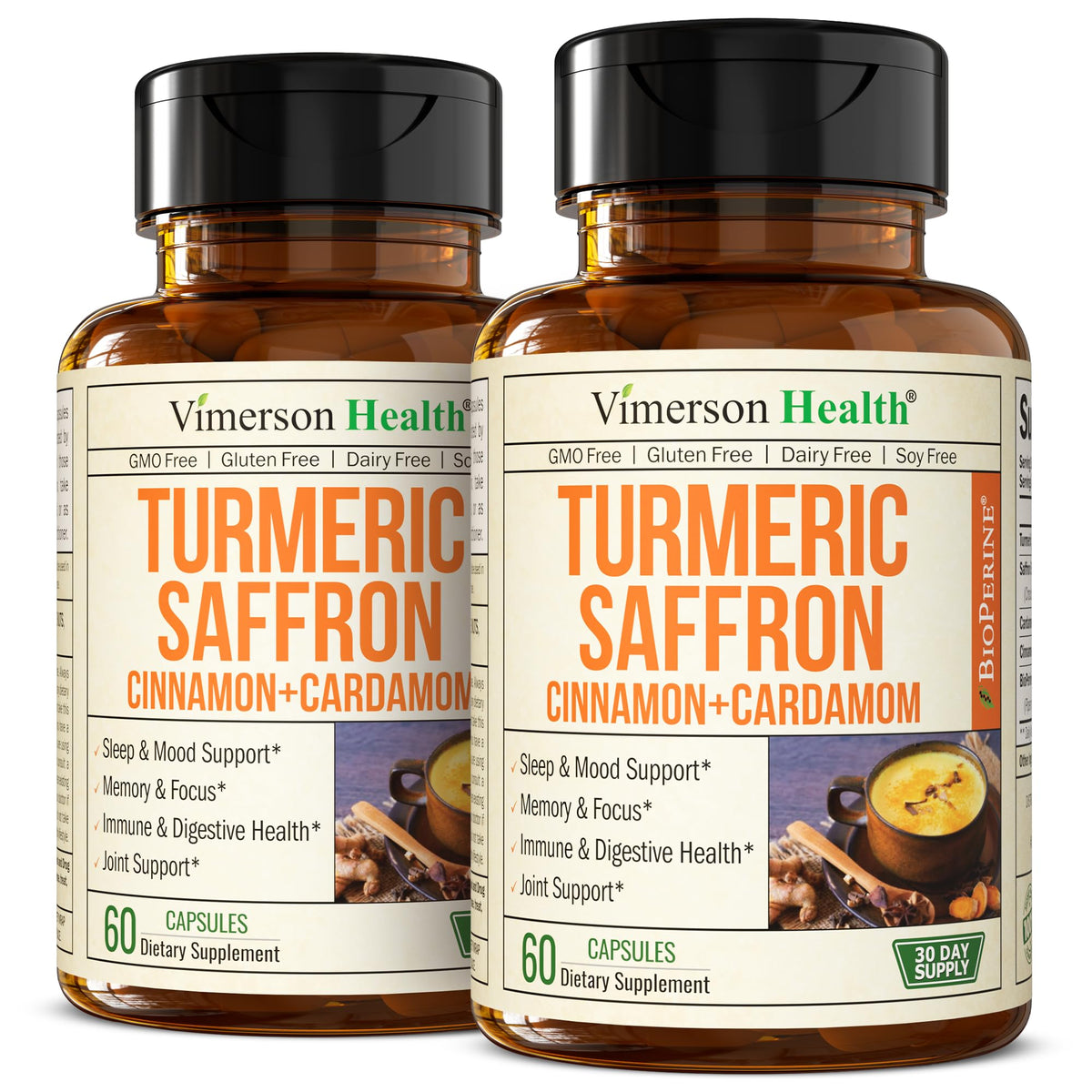 Vimerson Health Turmeric and Saffron Capsules front view