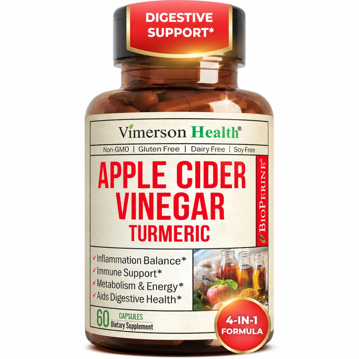 Vimerson Health Turmeric Apple Cider Vinegar Capsules front view