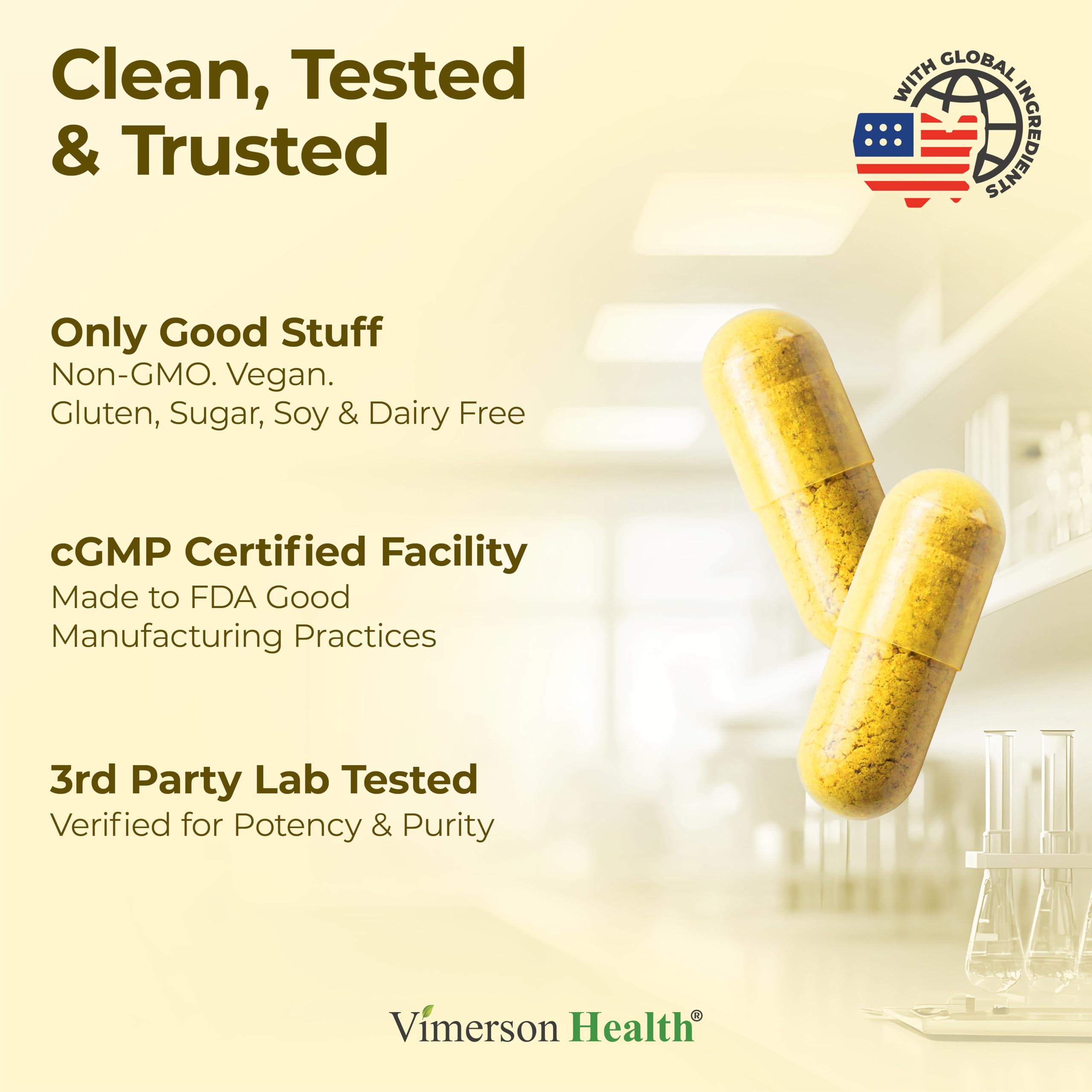 Vimerson Health Turmeric Chamomile Curcuma Capsules on a wooden table