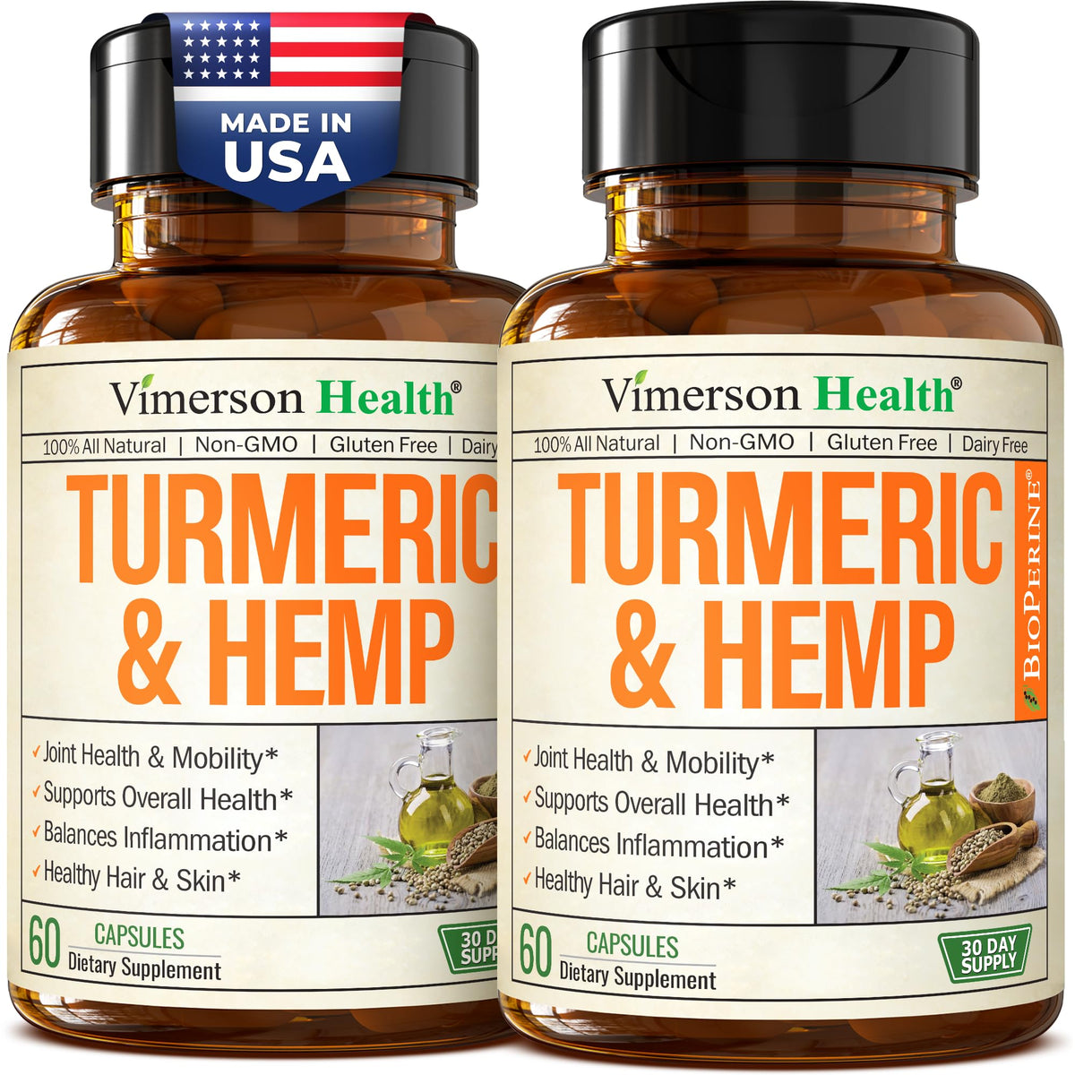 Vimerson Health Turmeric Curcumin Supplement 1000mg front view