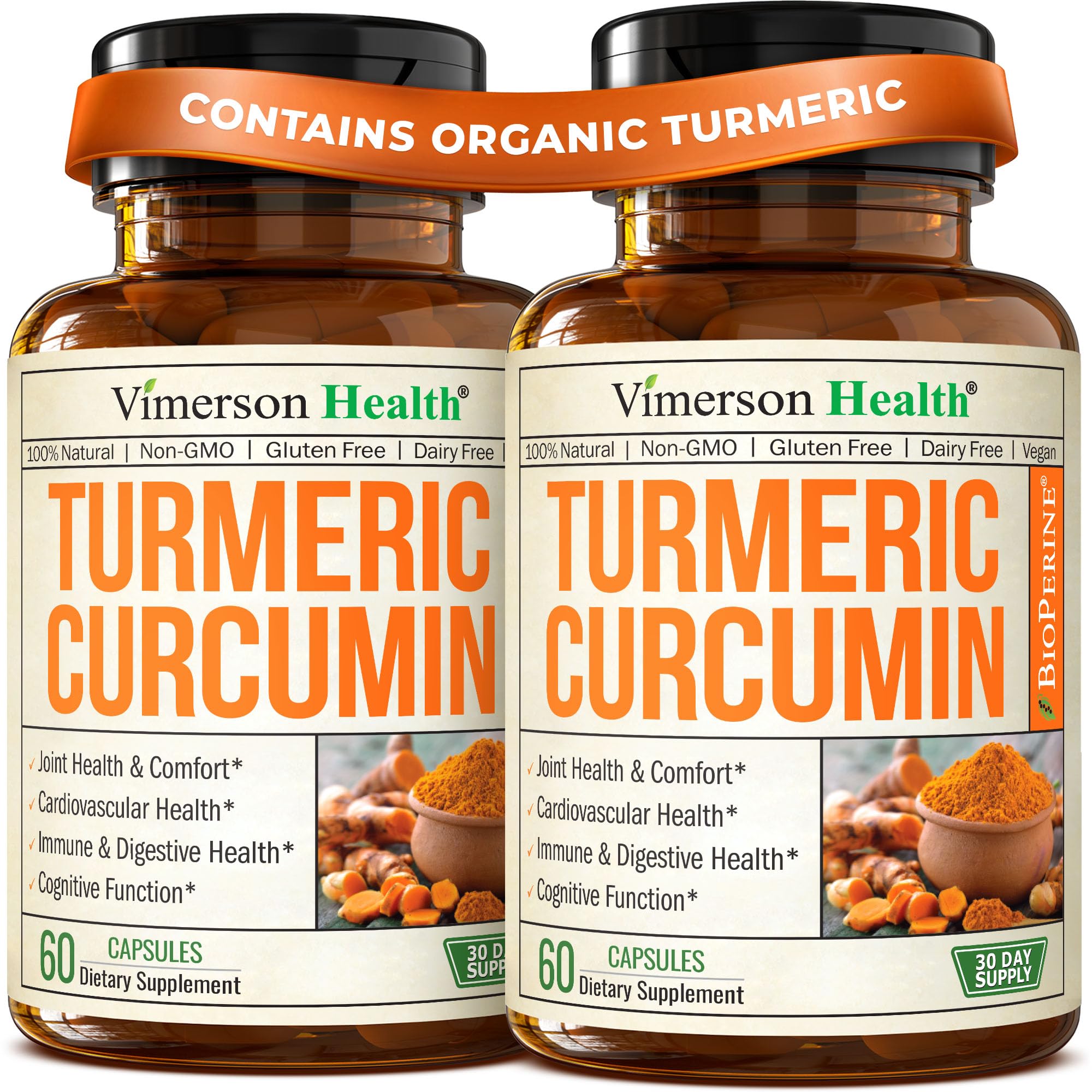 Vimerson Health Turmeric Curcumin Supplement front view with packaging