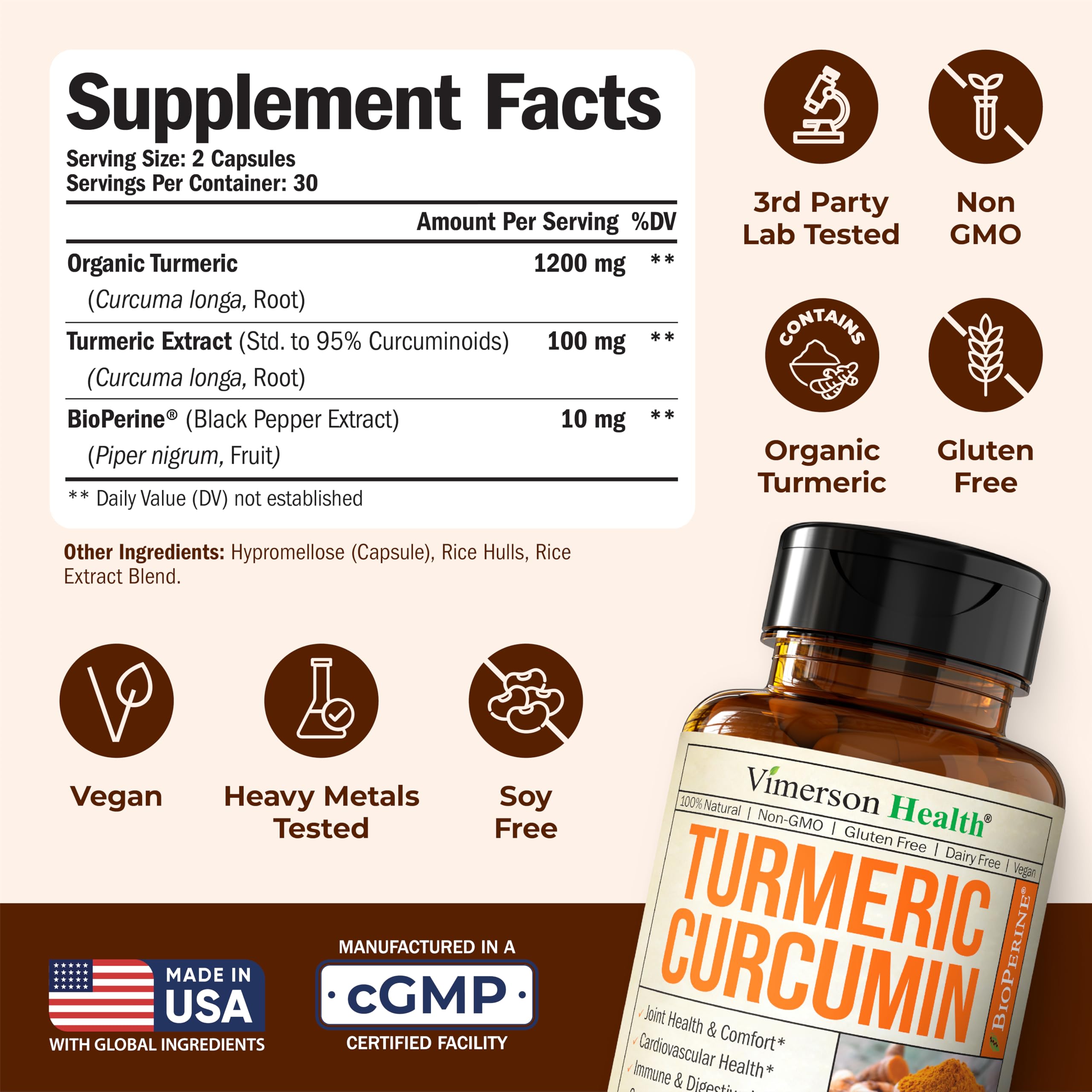 Vimerson Health Turmeric Curcumin Supplement ingredients list
