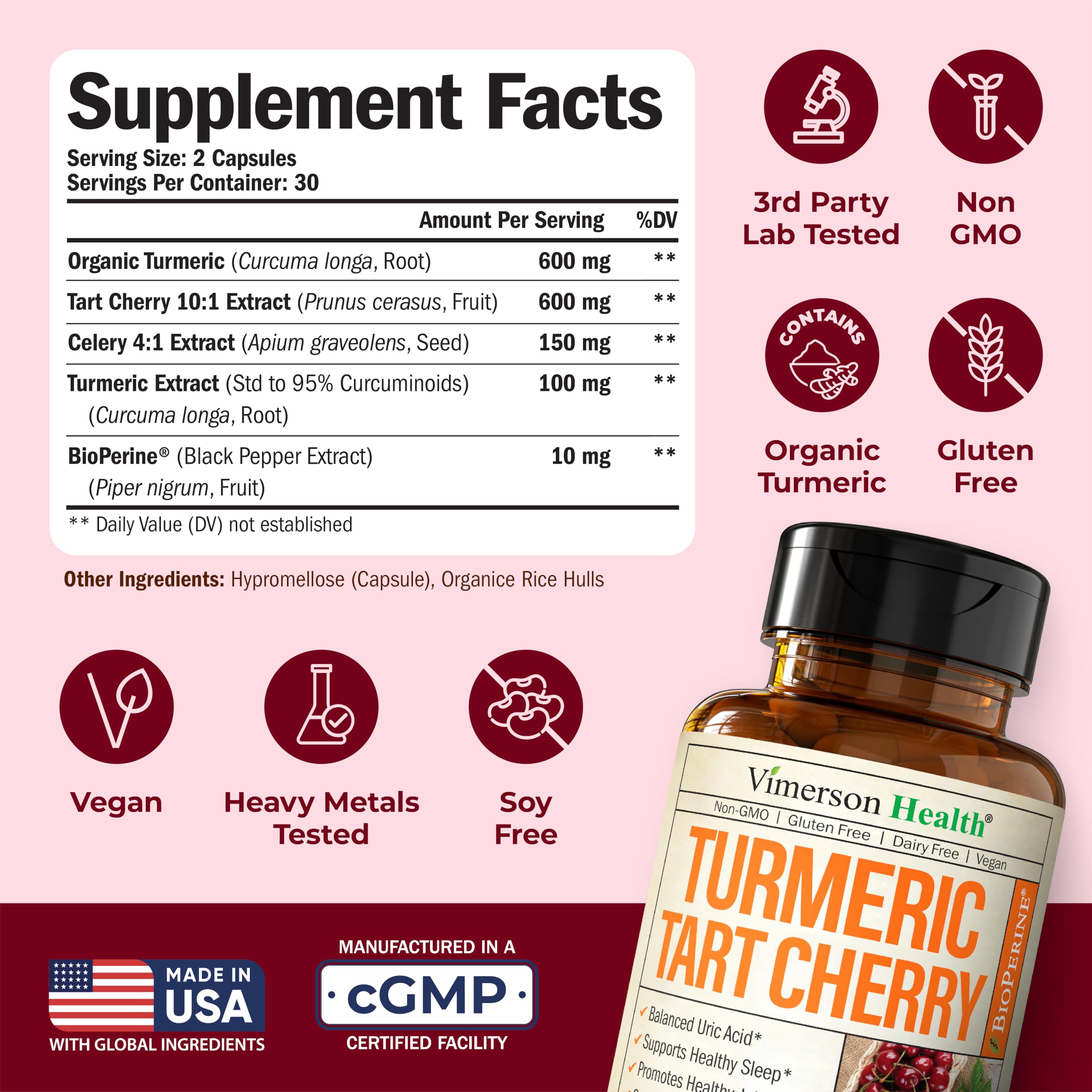 Vimerson Health Turmeric Joint Support Capsules opened bottle