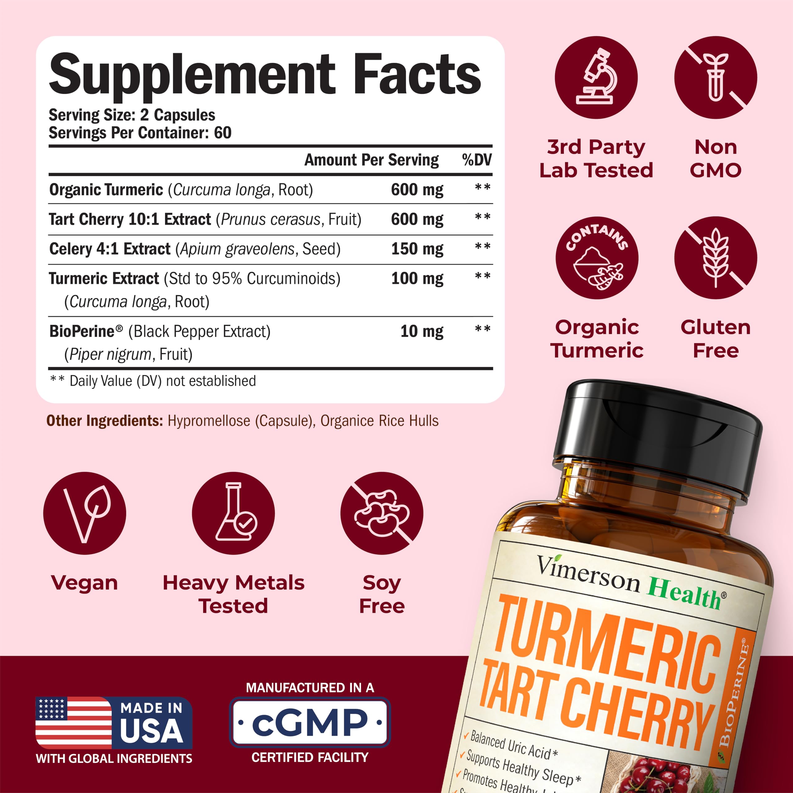 Vimerson Health Turmeric Joint Support Supplement capsules in hand