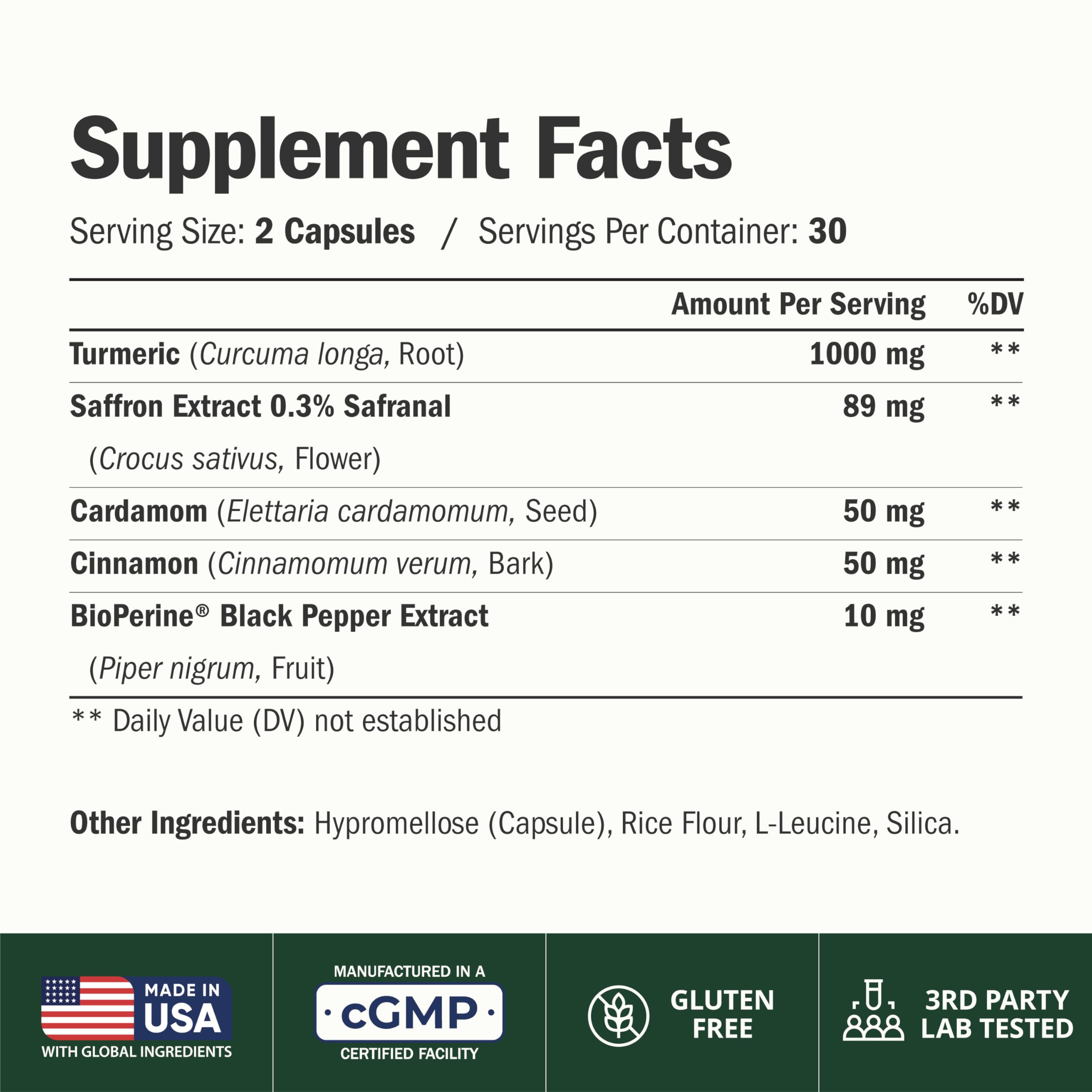 Vimerson Health Turmeric & Saffron Capsules 1000mg side view