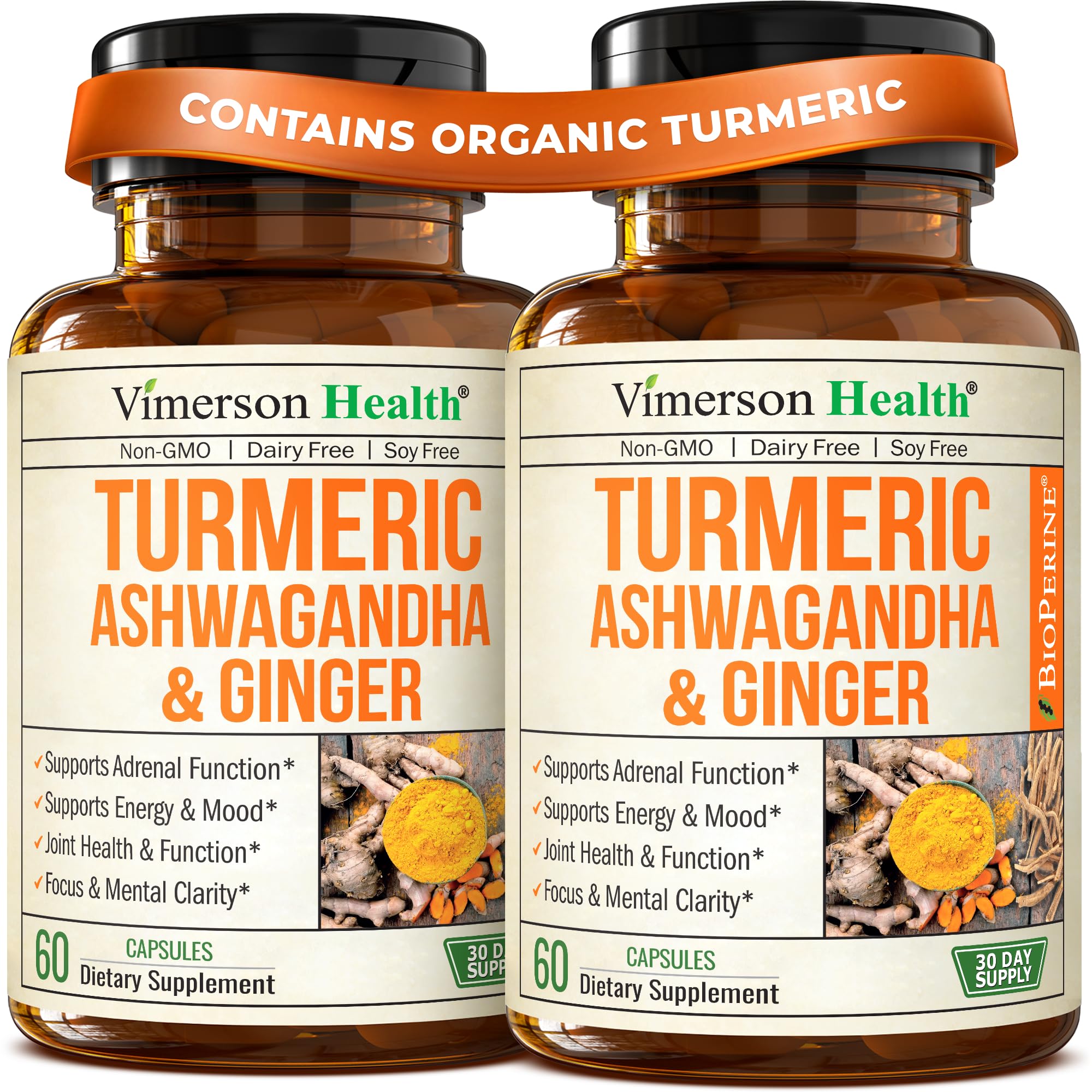 Vimerson Health Turmeric Supplement 60 Capsules front view