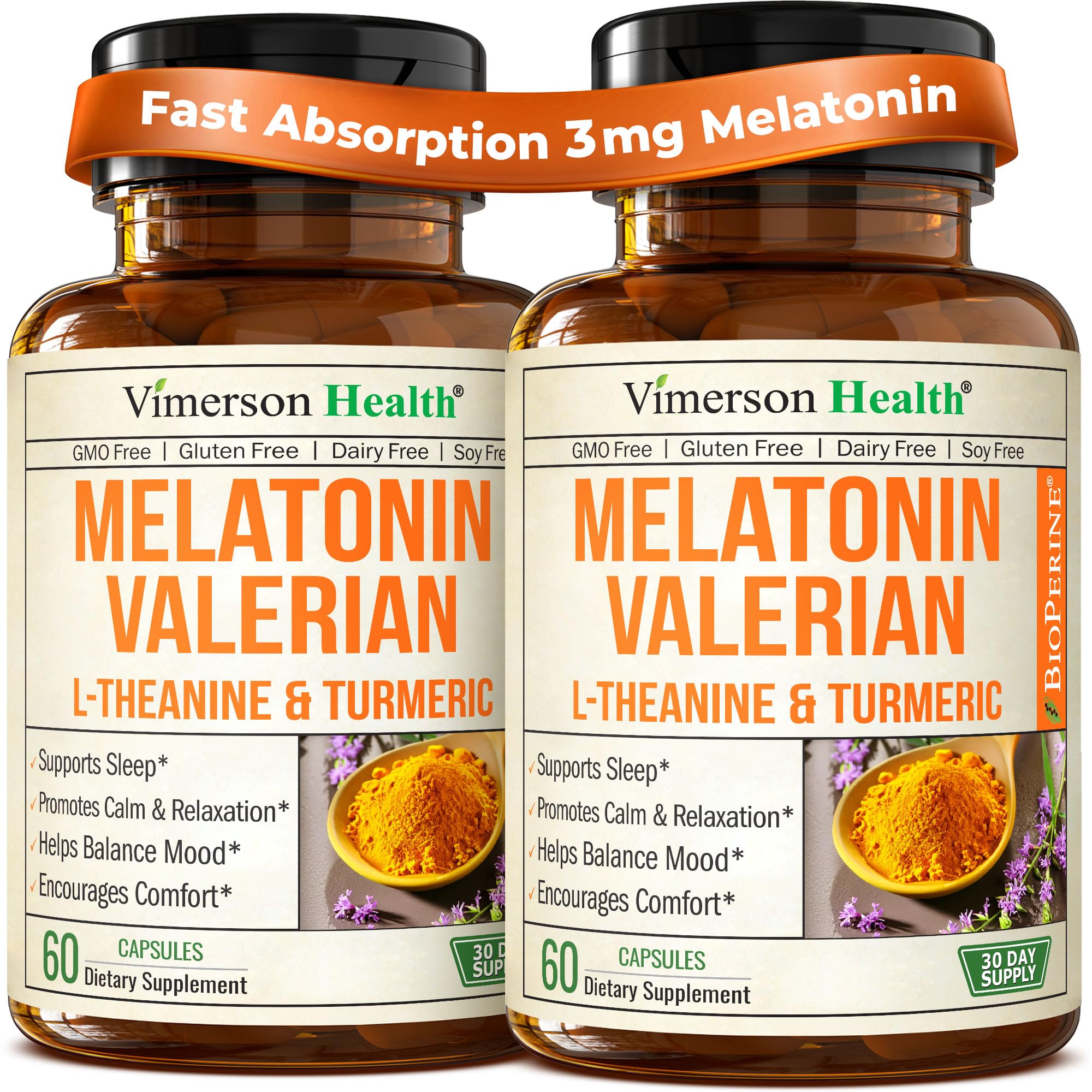 Vimerson Health Valerian Root Melatonin Capsules 3mg front view