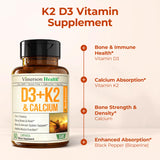 Vimerson Health Vitamin D3 & K2 with Calcium bottle back view