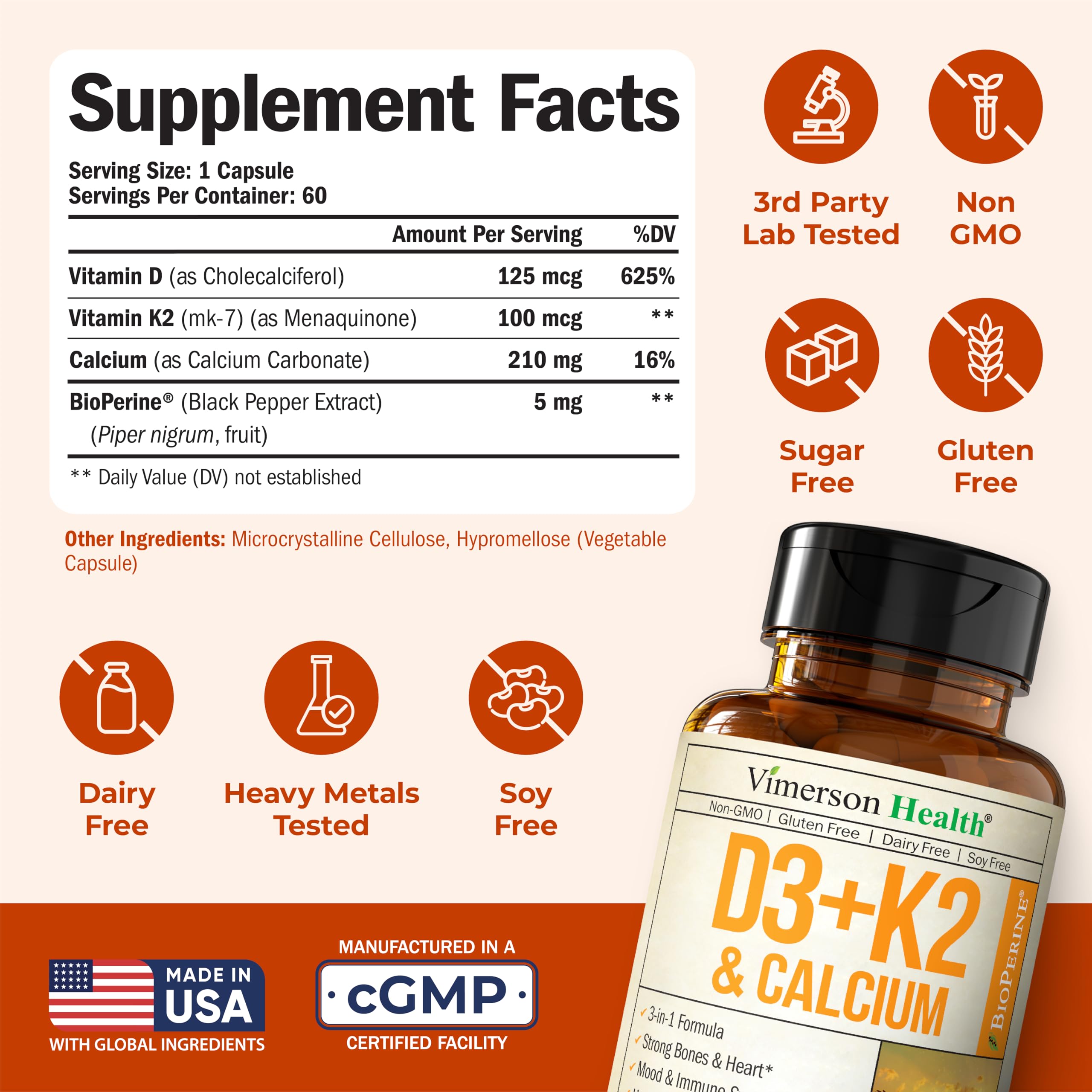Vimerson Health Vitamin D3 & K2 with Calcium bottle side view