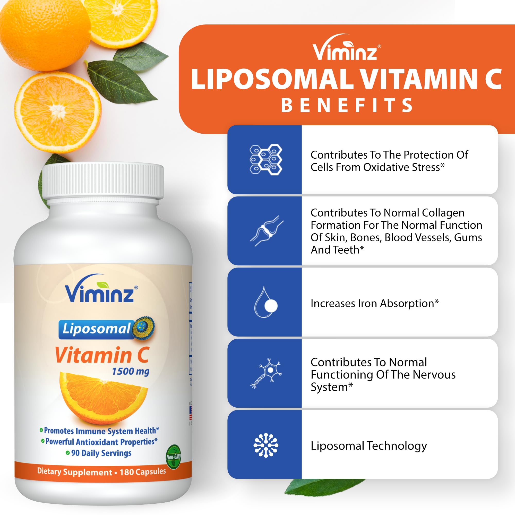 Viminz Liposomal Vitamin C 1500mg capsule close-up