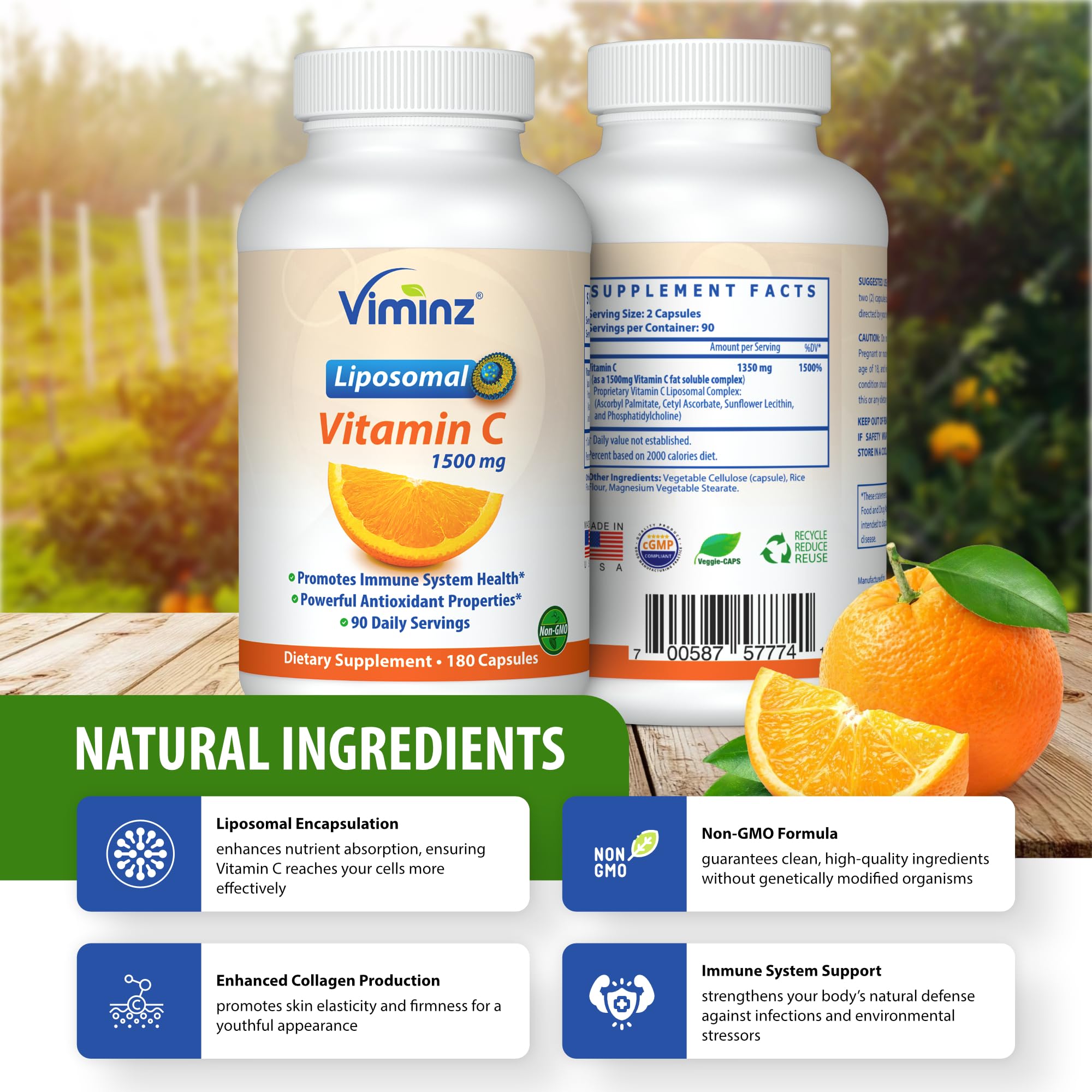 Viminz Liposomal Vitamin C 1500mg ingredients list
