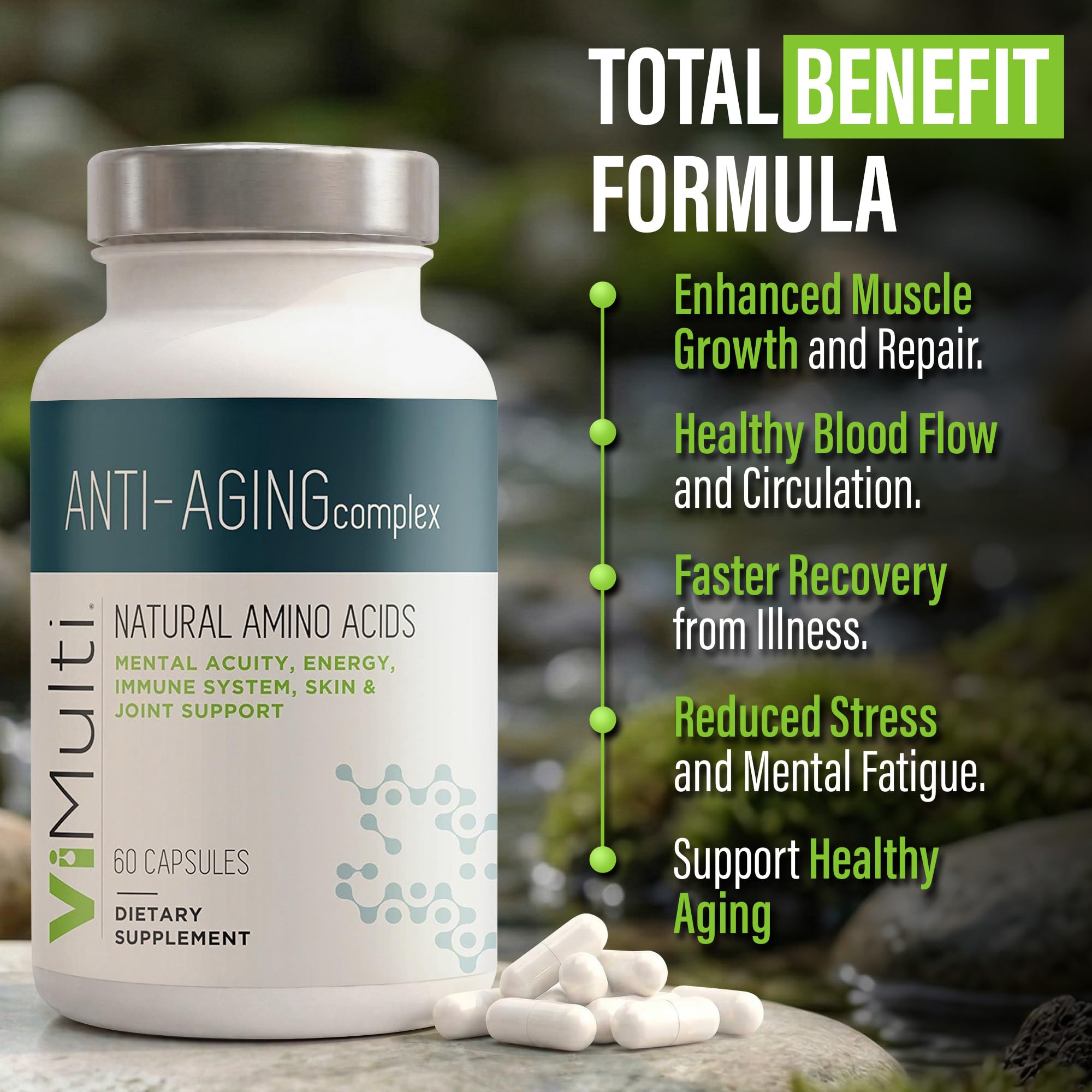 ViMulti L-Glutamine capsules in a travel pouch