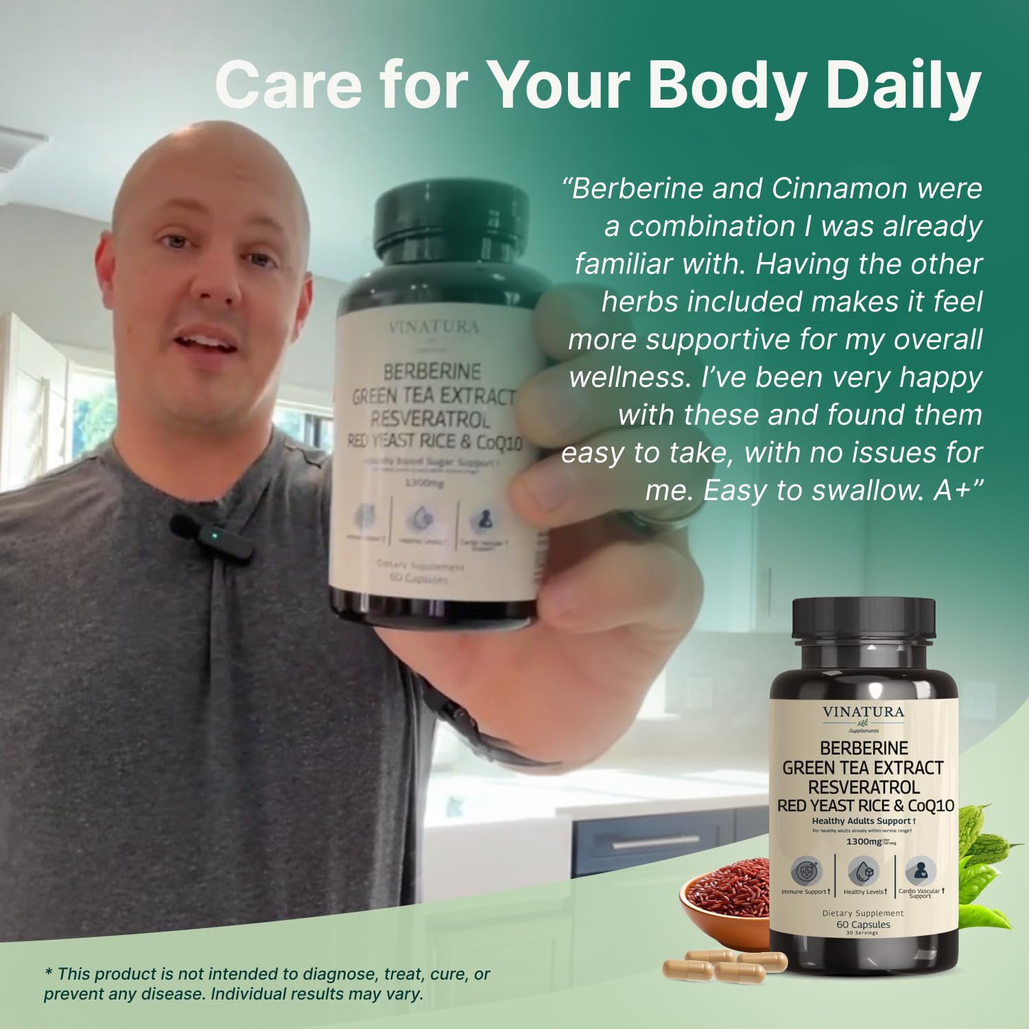 VINATURA 13-IN-1 Cinnamon Supplement showing serving size and dosage