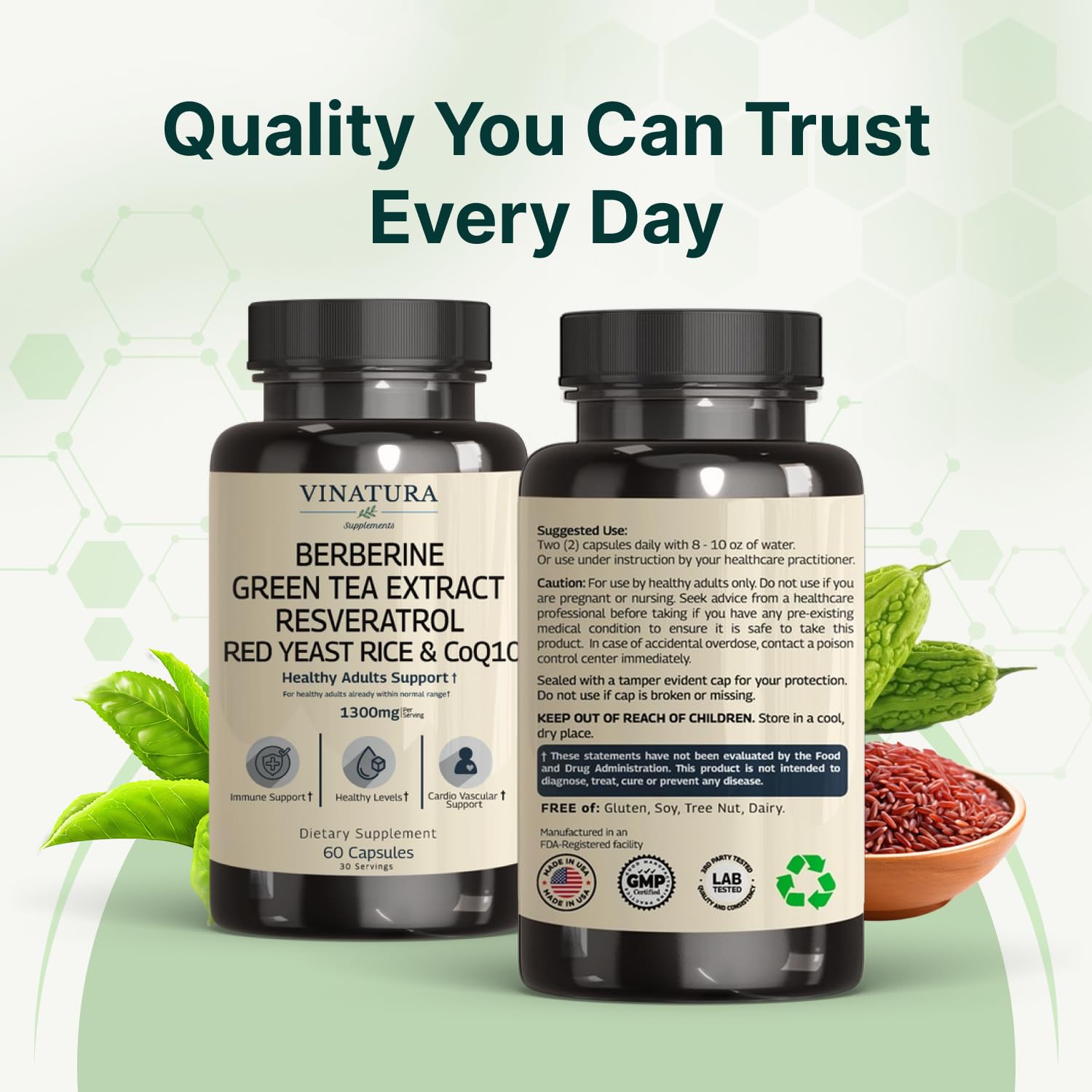 VINATURA 13-IN-1 Cinnamon Supplement with a natural background