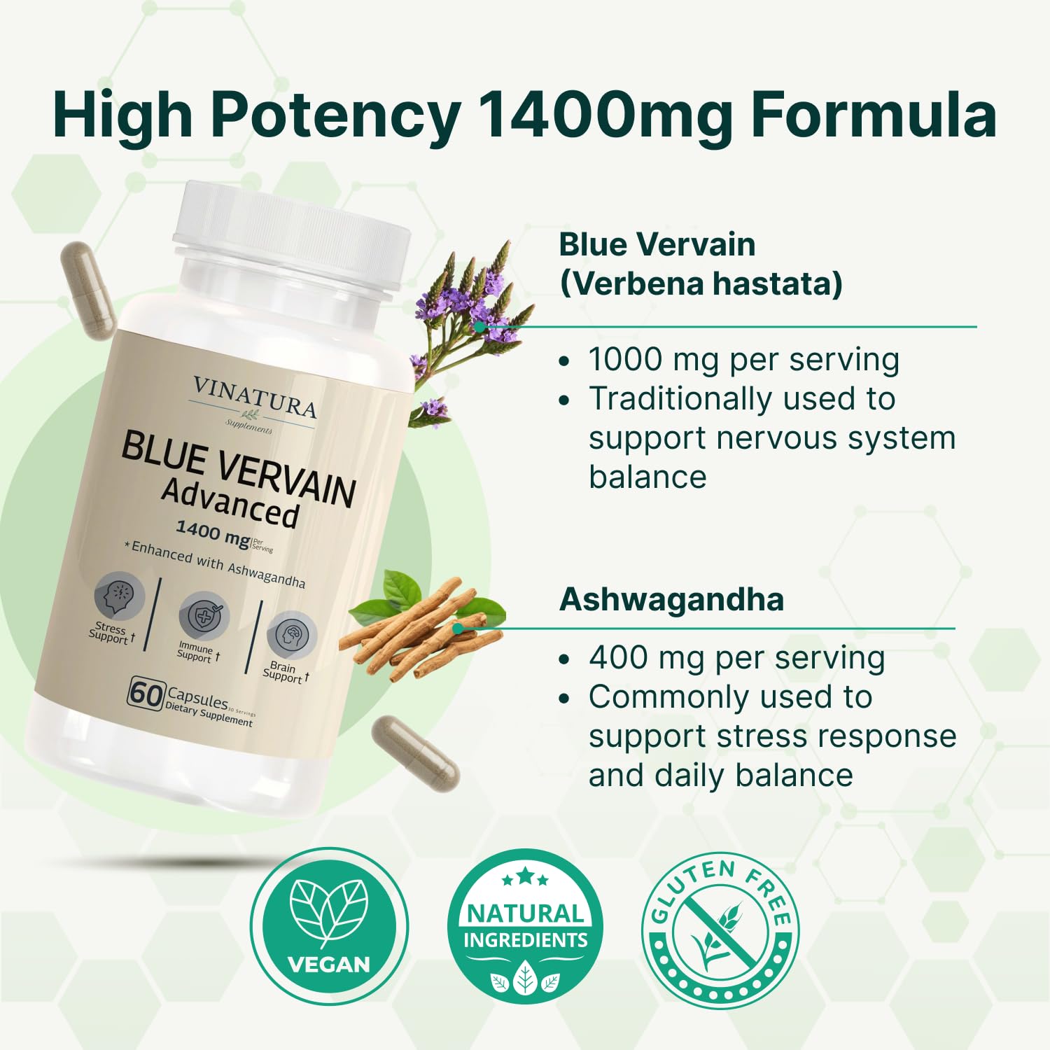 VINATURA Blue Vervain Advanced supplement bottle back view