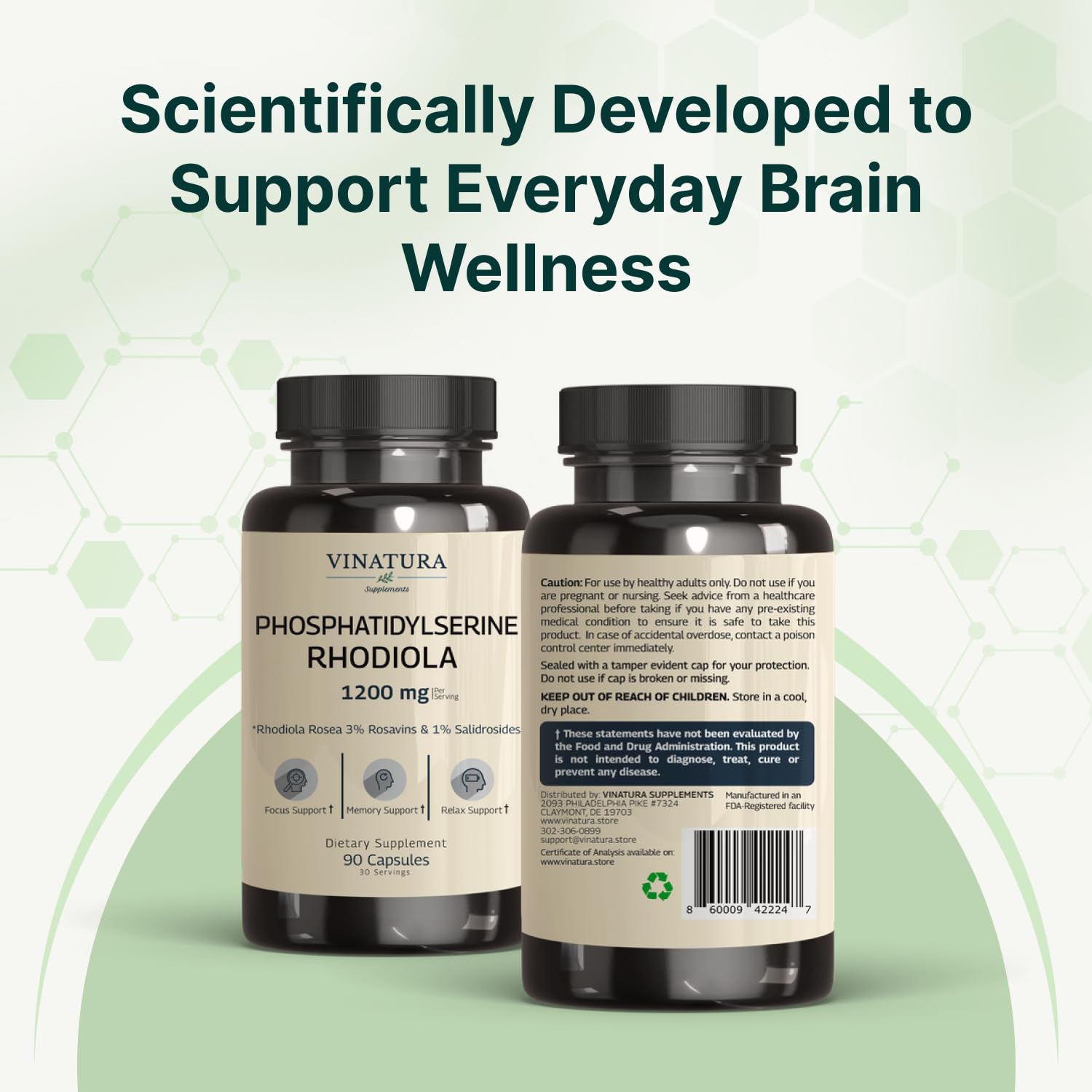 VINATURA Brain Health Supplement packaging details