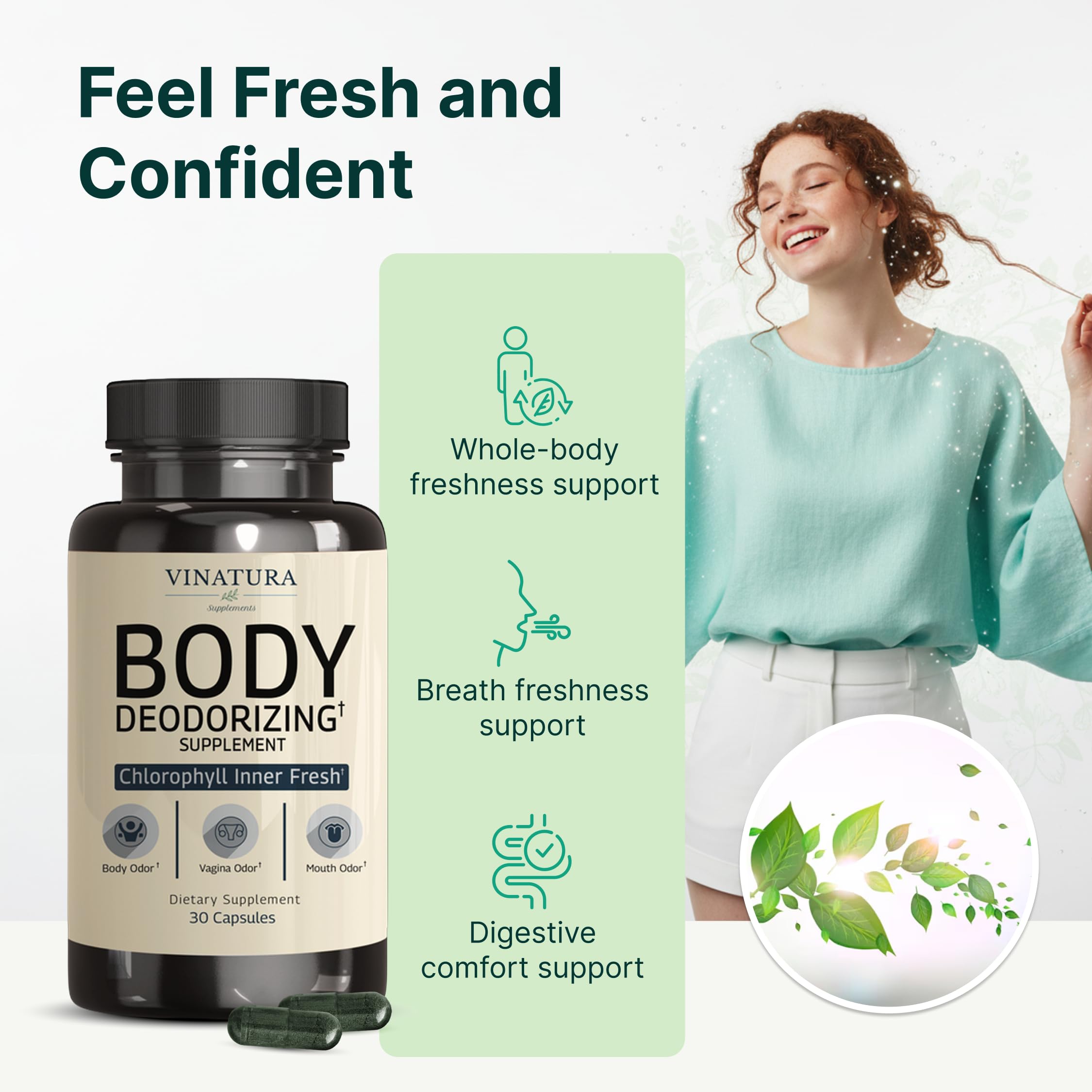 VINATURA Chlorophyll Capsules back view with ingredient list