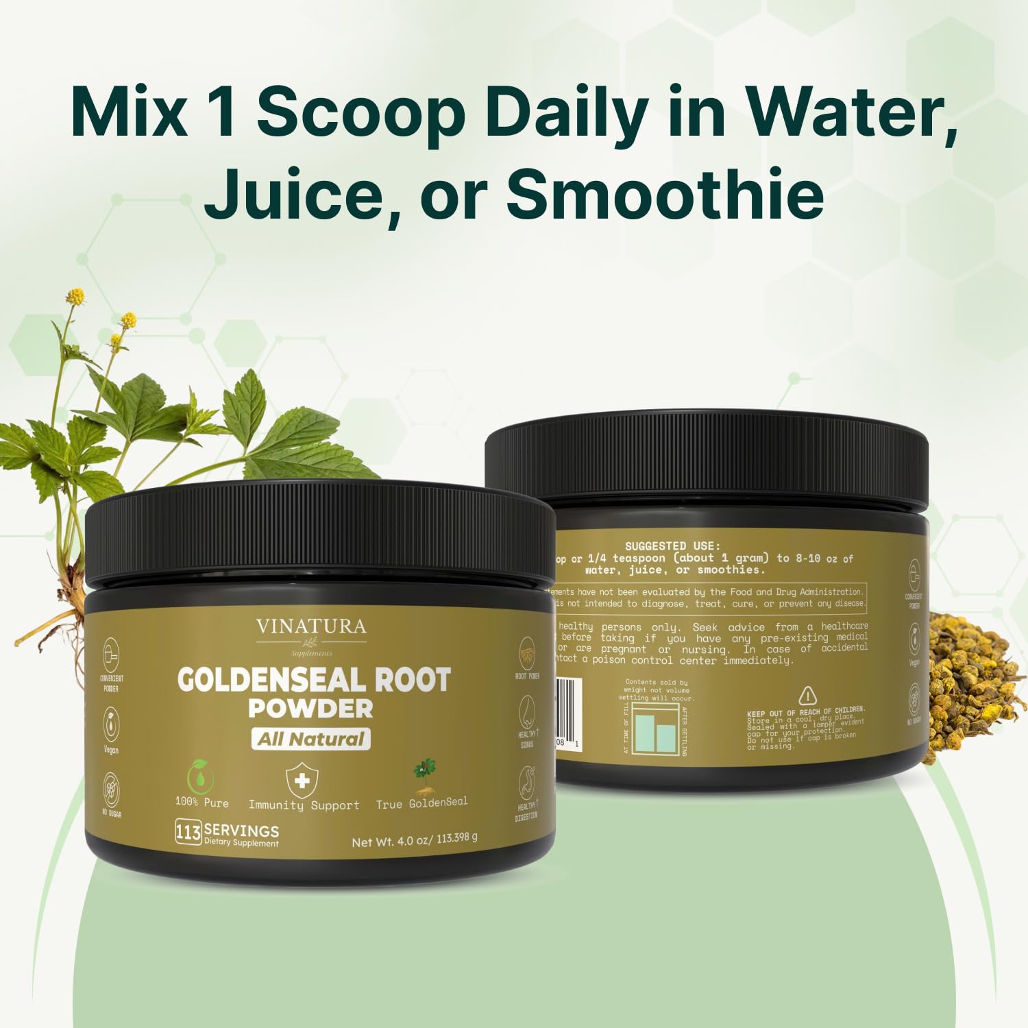VINATURA Goldenseal Root Powder with fresh herbs