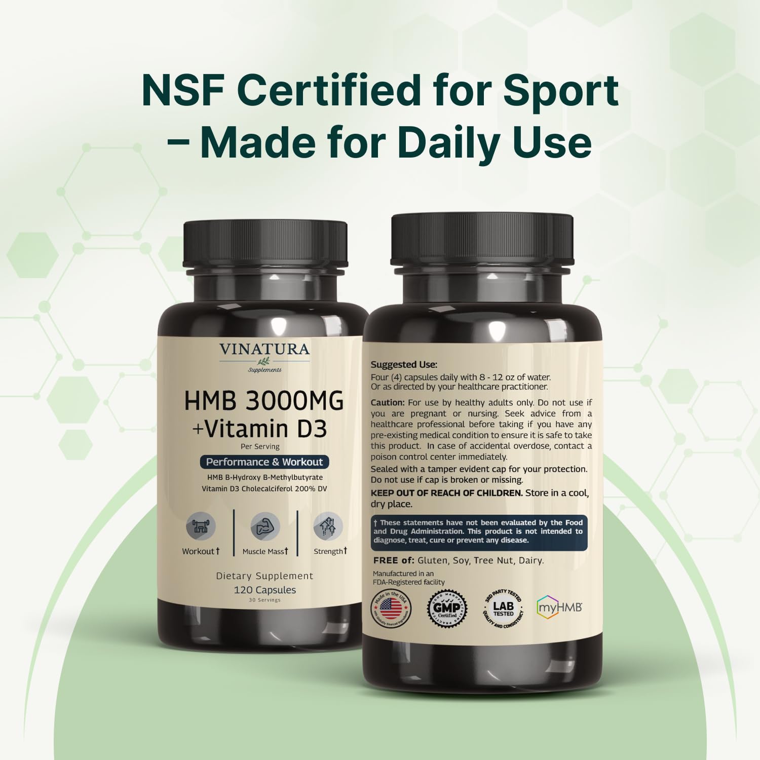 VINATURA HMB Supplements 3000mg with a measuring spoon
