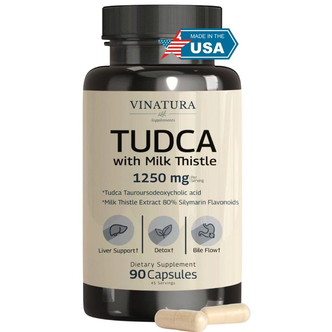 VINATURA Milk Thistle TUDCA 1250mg 90 Capsules front view