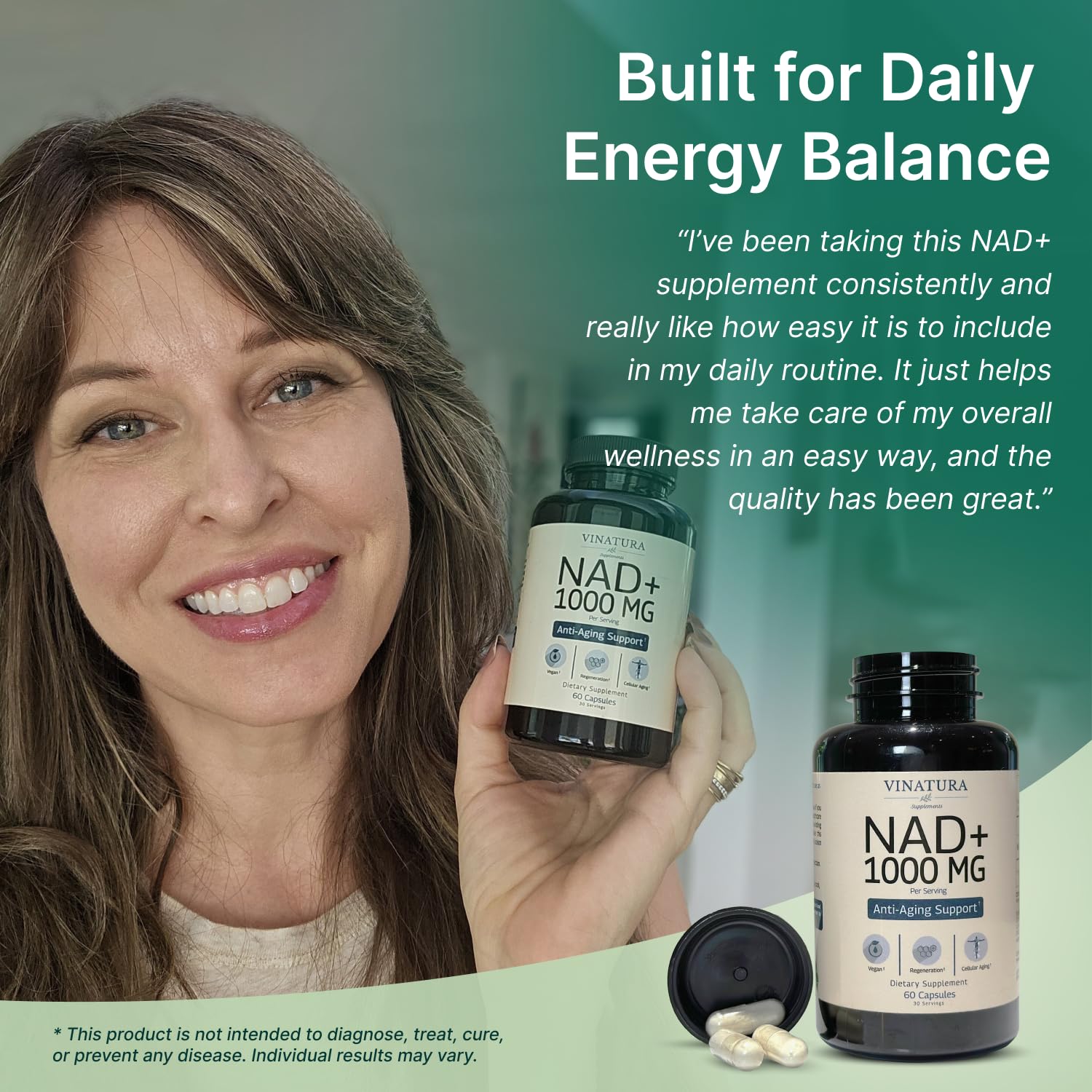 VINATURA NAD+ Supplement 1000mg 60 Capsules packaging