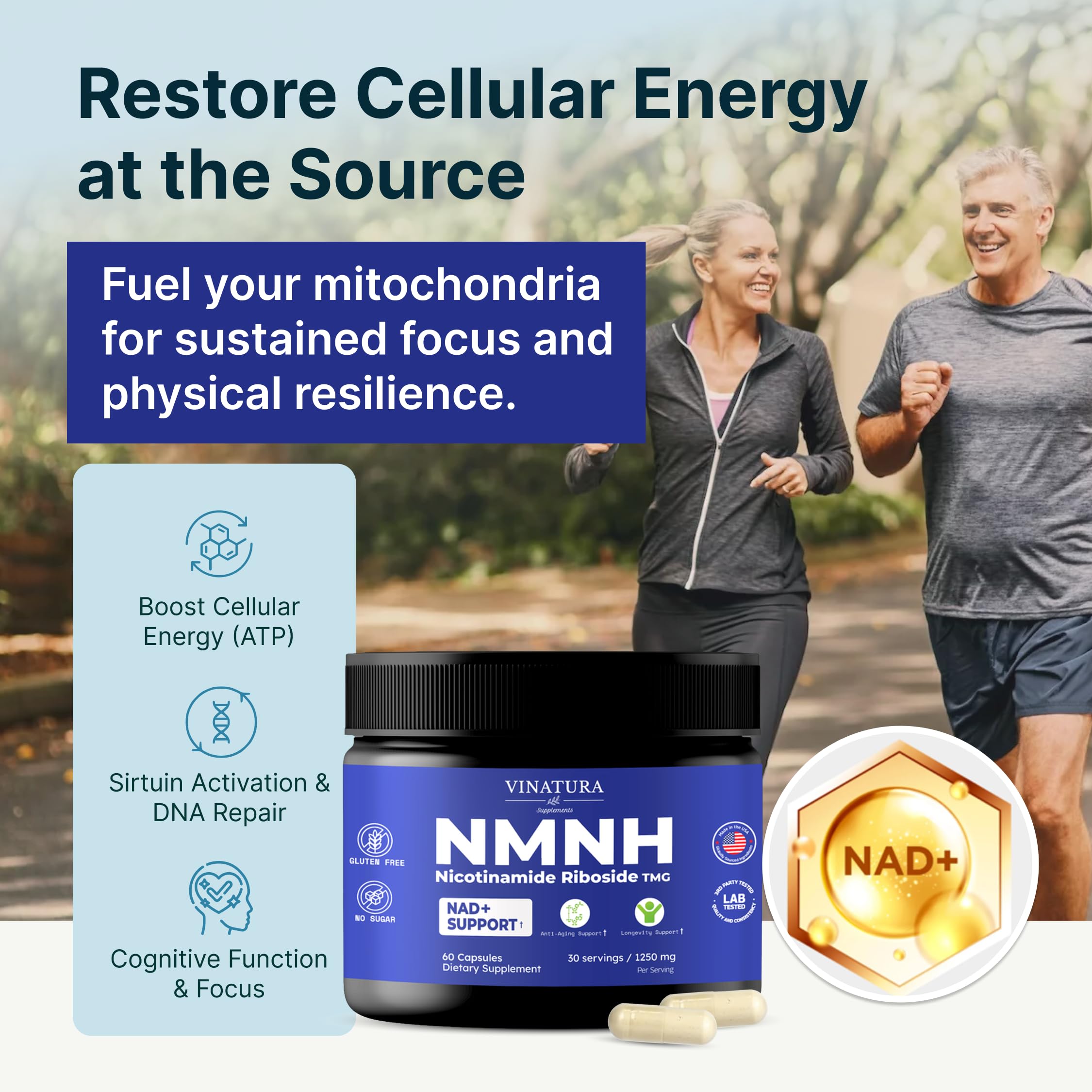 VINATURA NMNH Niacin Supplement 500mg capsule close-up